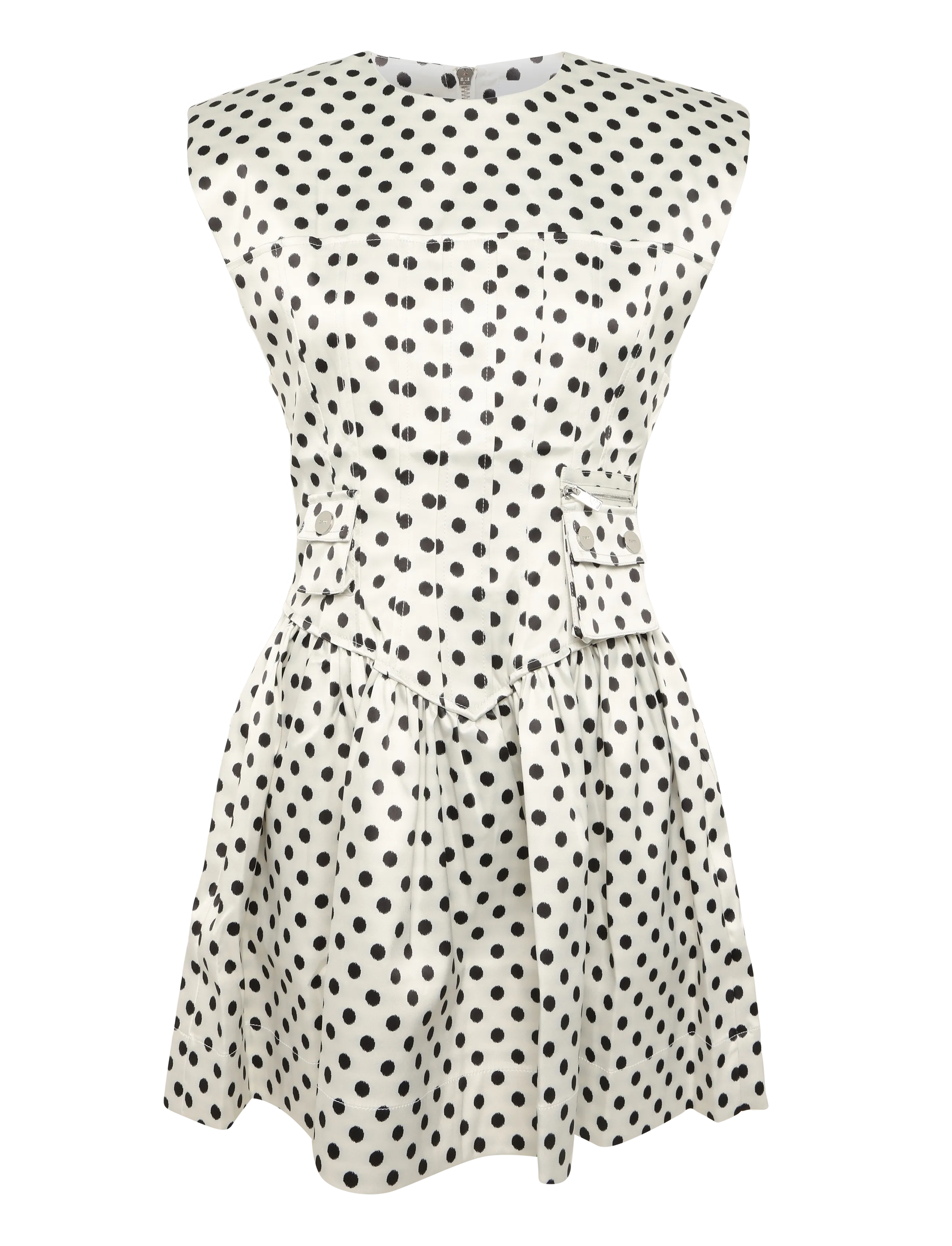 GANNI Printed Double Satin Corset Mini Kleid Weiß - 38 - Damen