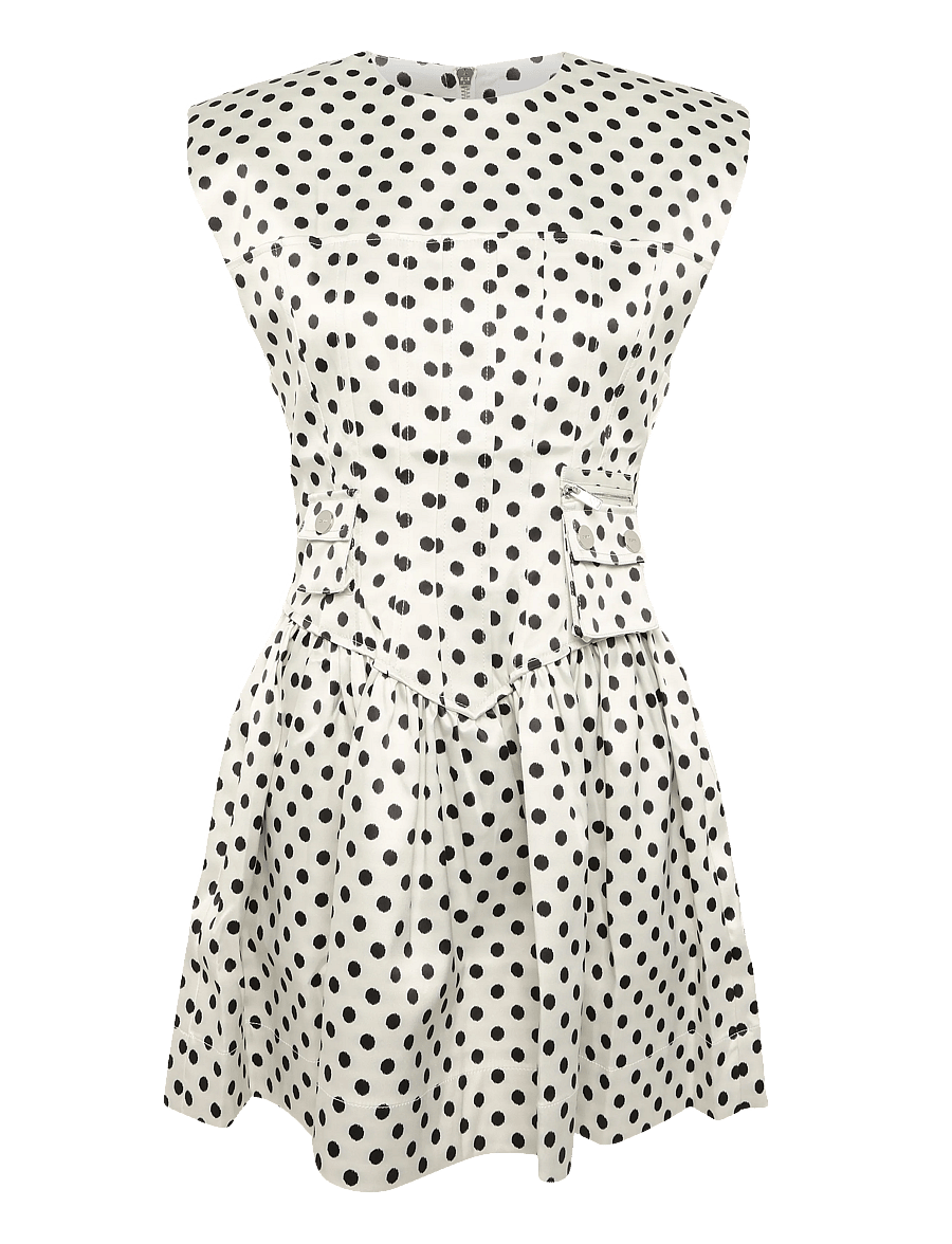 GANNI - Printed Double Satin Corset Mini Dress - konfirmation - egret - 1
