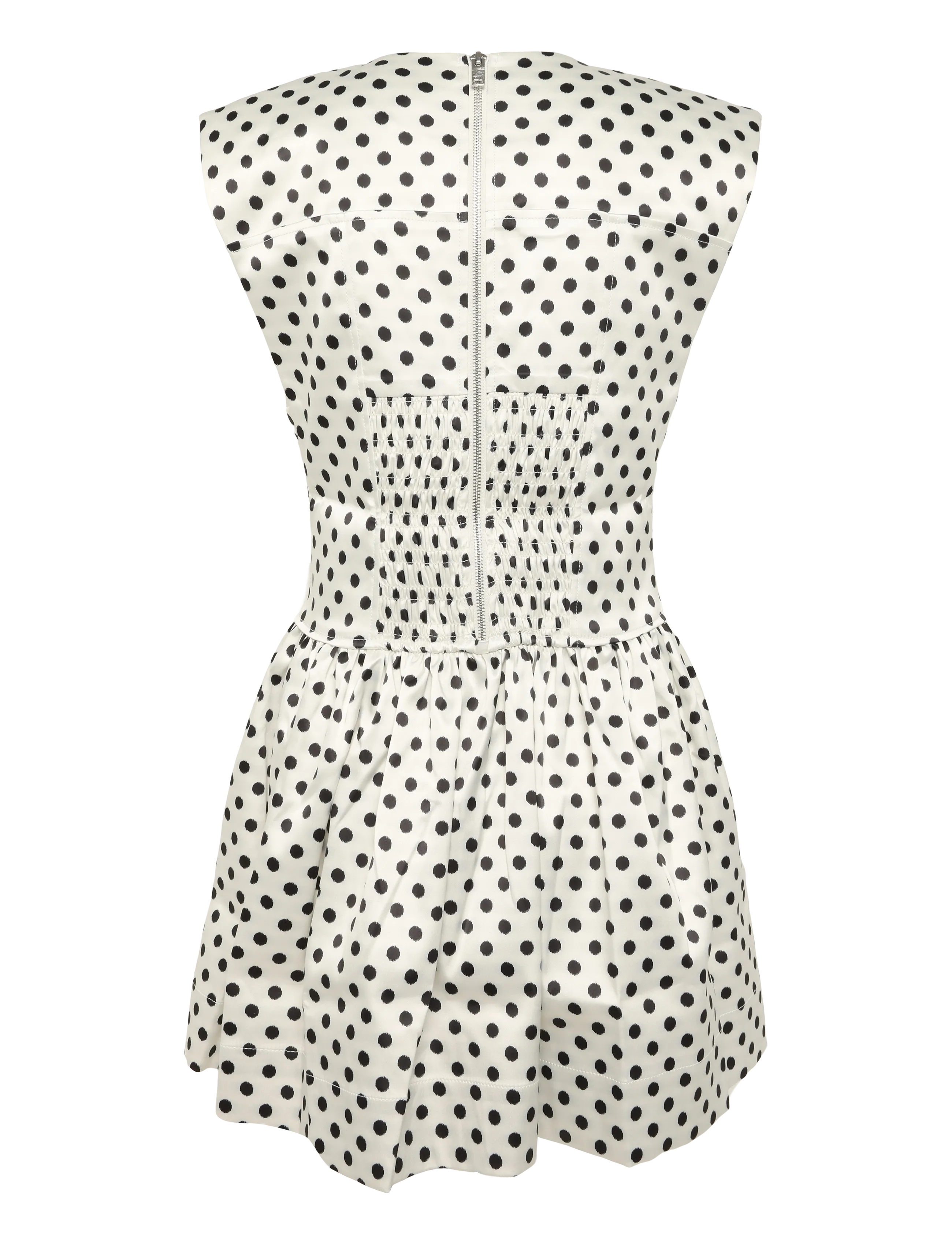 GANNI - Printed Double Satin Corset Mini Dress - egret - 1