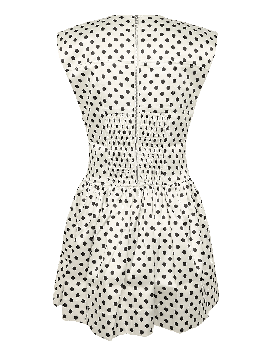 GANNI - Printed Double Satin Corset Mini Dress - konfirmation - egret - 2