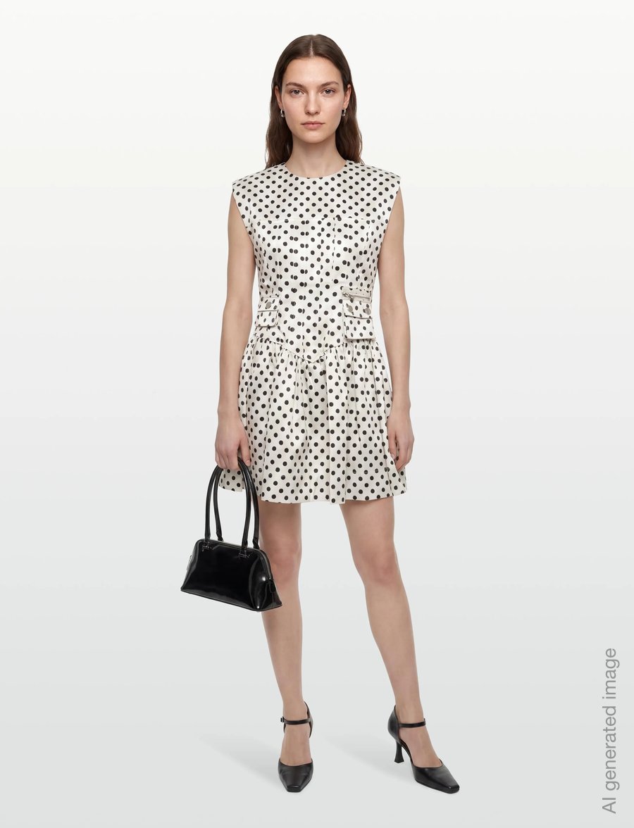 GANNI - Printed Double Satin Corset Mini Dress - konfirmation - egret - 0