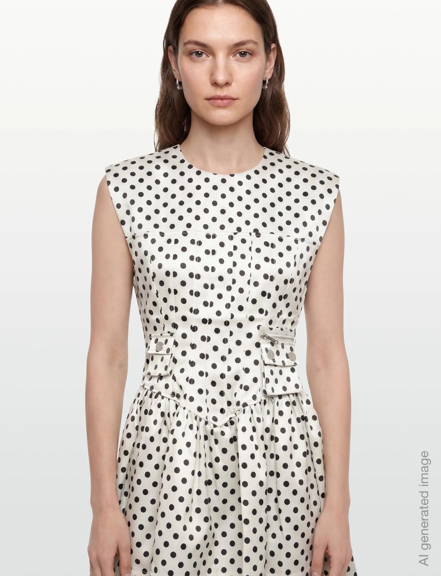 GANNI - Printed Double Satin Corset Mini Dress - konfirmation - egret - 3