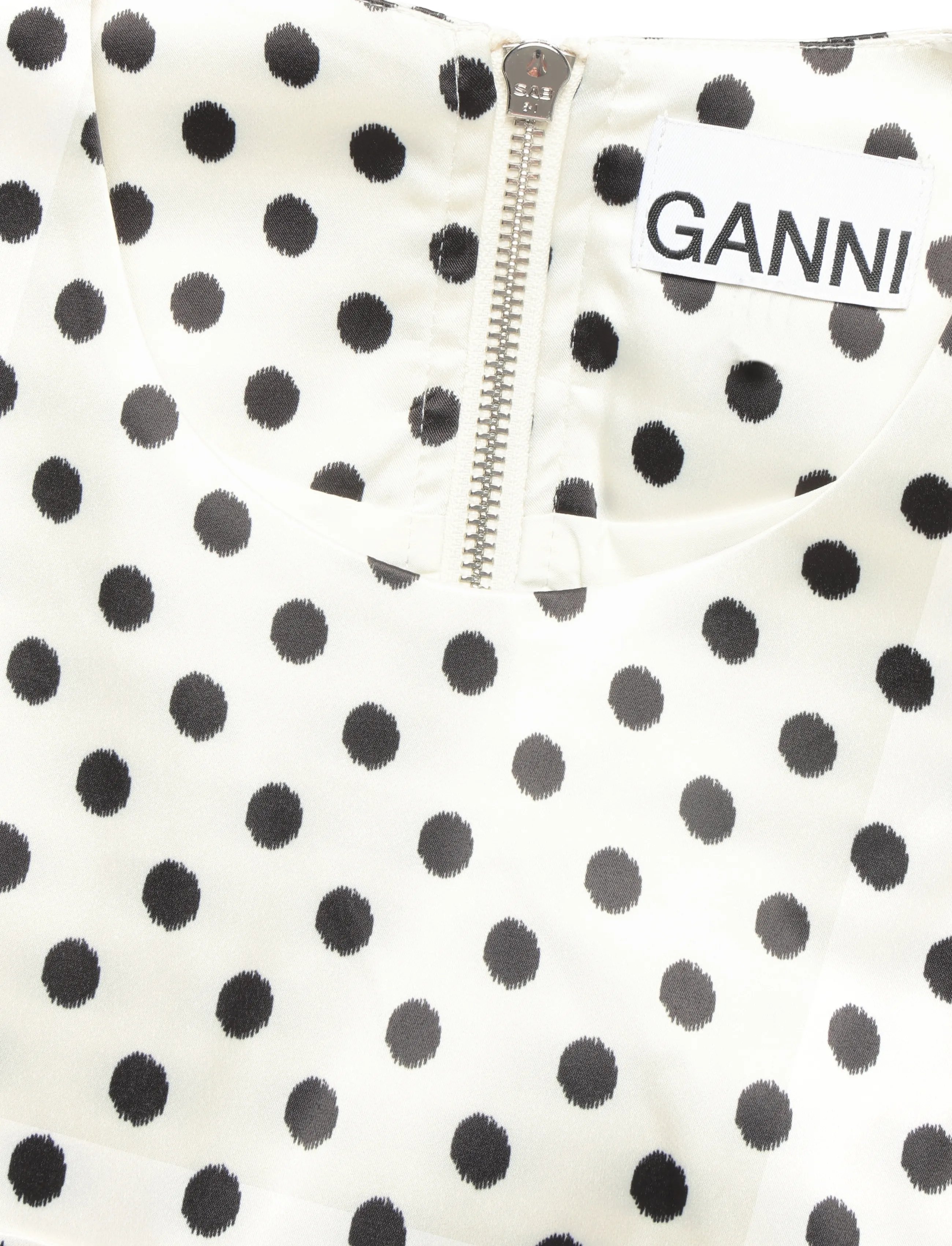 GANNI - Printed Double Satin Corset Mini Dress - egret - 2