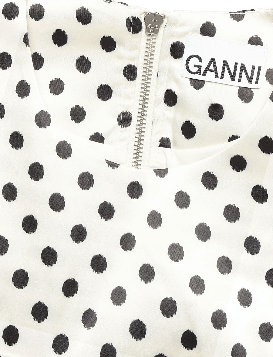 GANNI - Printed Double Satin Corset Mini Dress - konfirmation - egret - 5