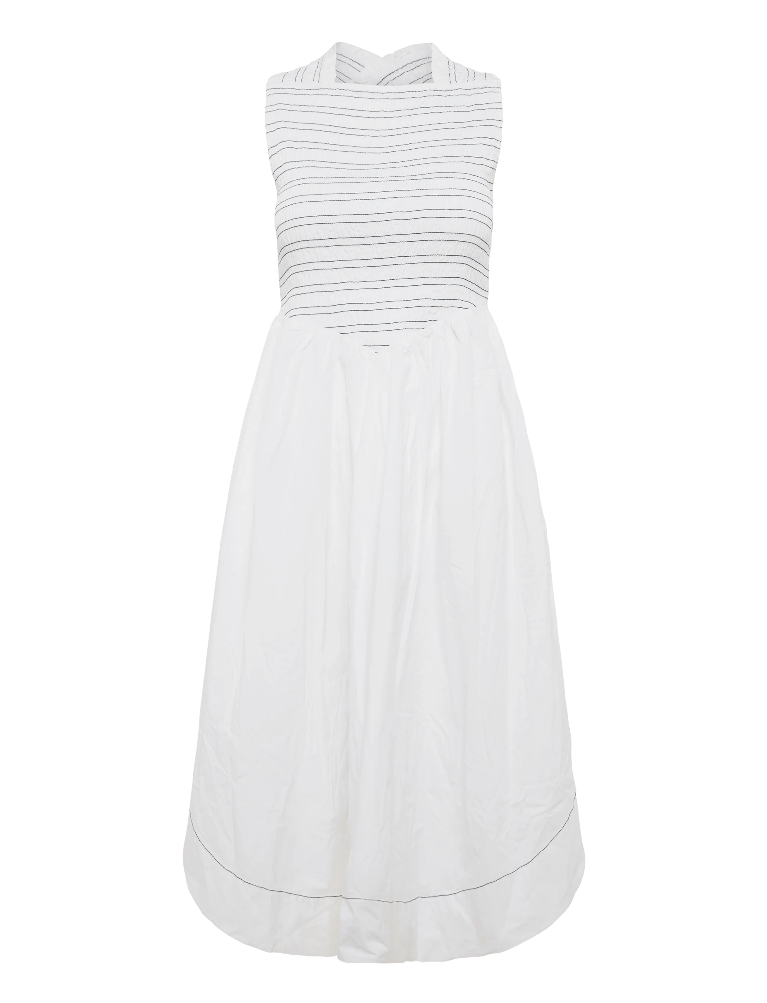 GANNI Washed Stretch Cotton Smock Midi Straps Dress - Dresses - BRIGHT WHITE / white