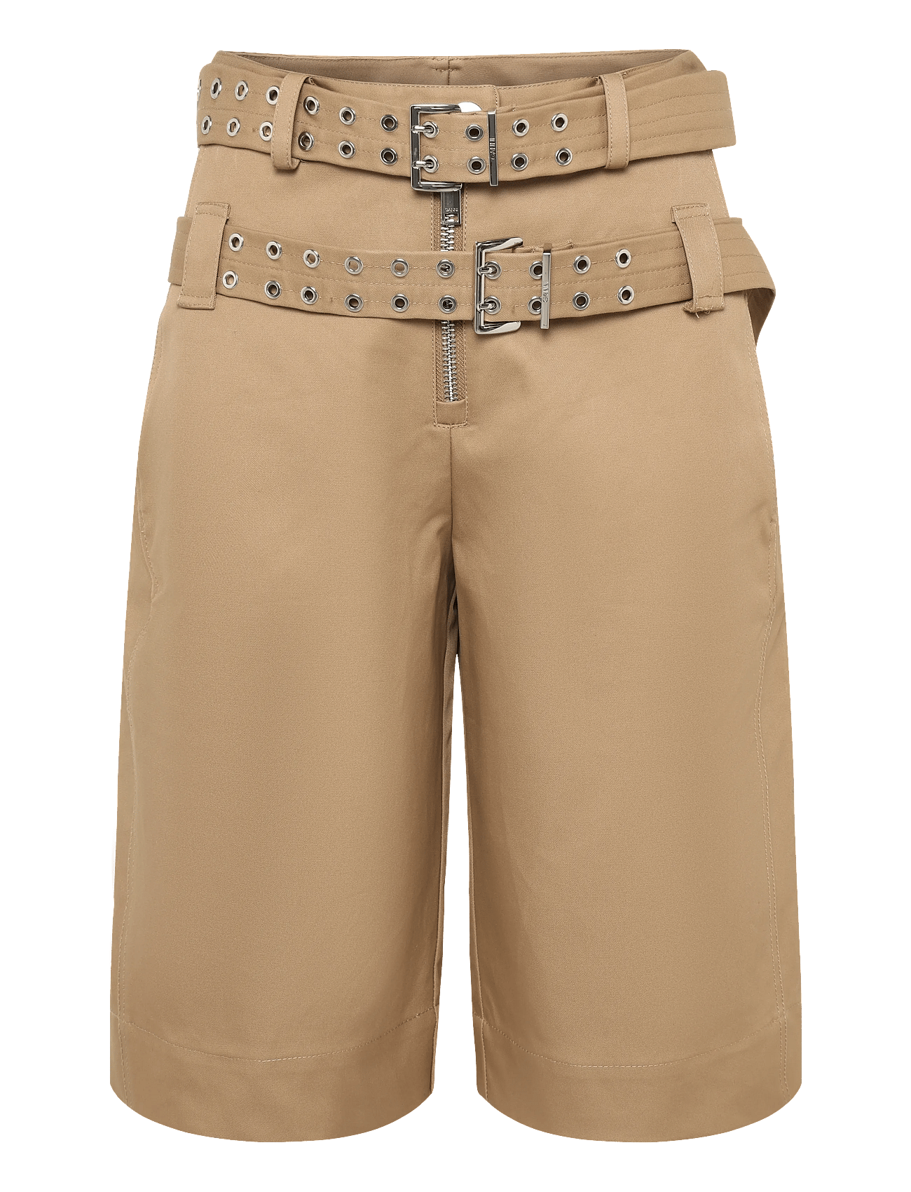 GANNI | Bonded Cotton Belt Shorts | 38