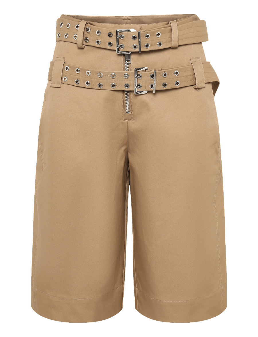 GANNI - Bonded Cotton Belt Shorts - tiger's eye - 0