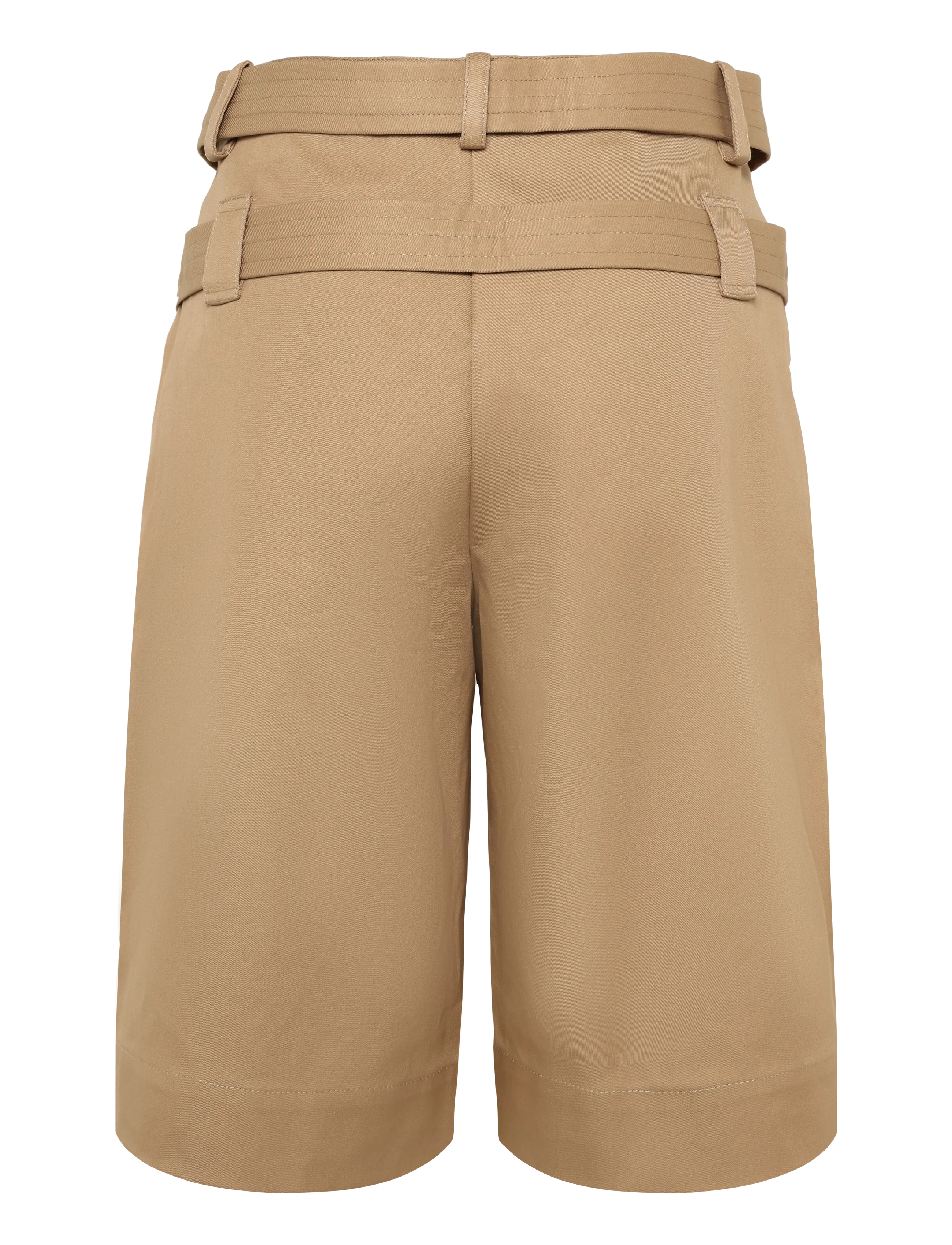 GANNI - Bonded Cotton Belt Shorts - tiger's eye - 1