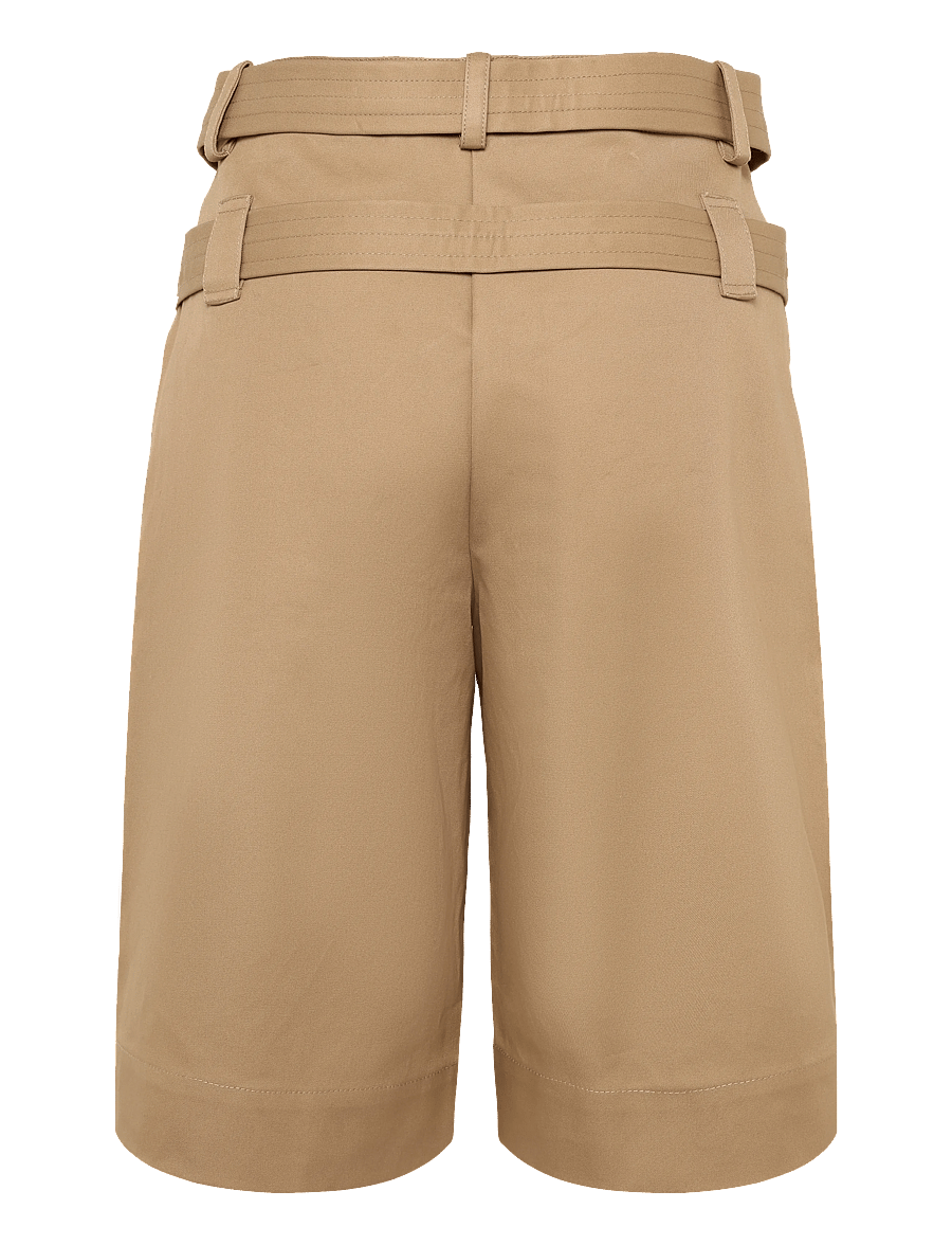 GANNI - Bonded Cotton Belt Shorts - tiger's eye - 1