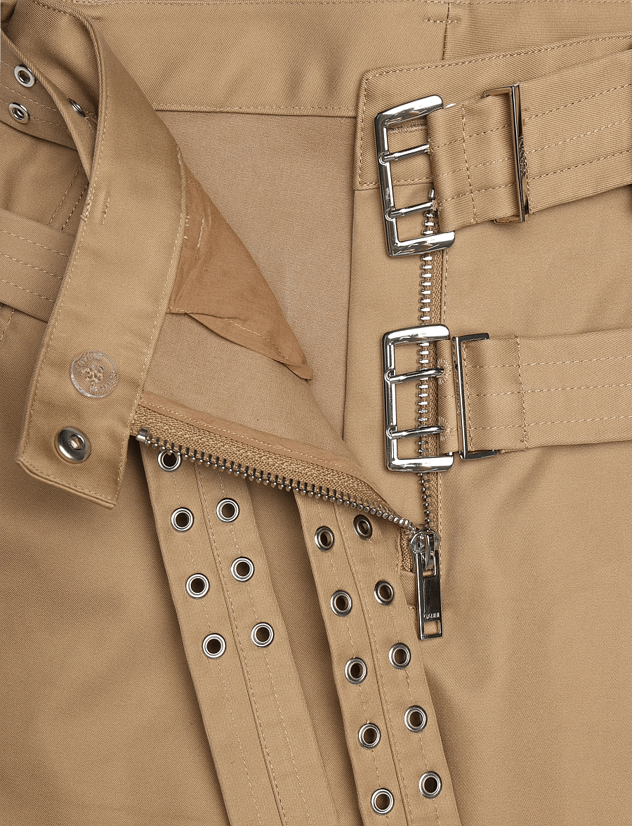 GANNI - Bonded Cotton Belt Shorts - tiger's eye - 3