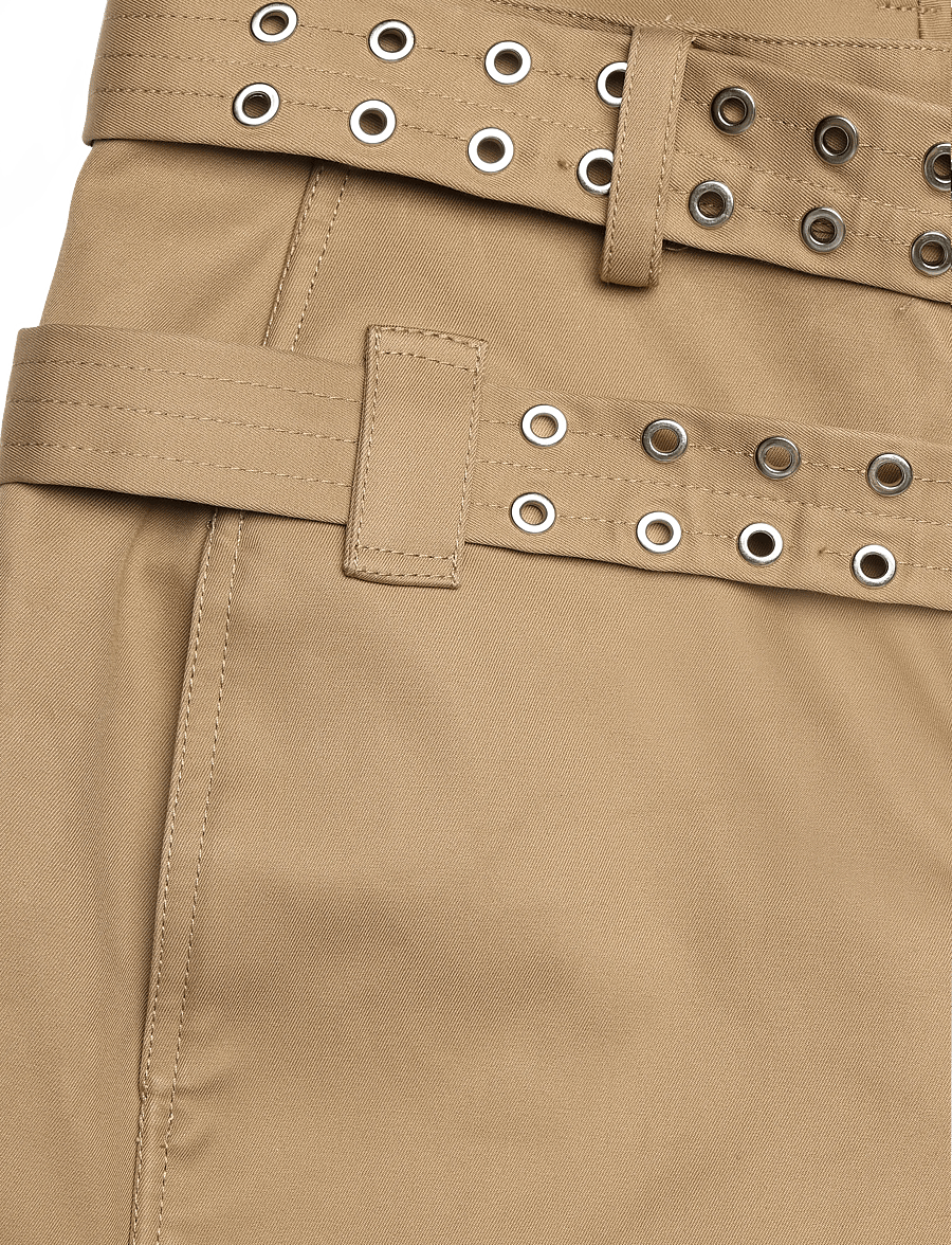 GANNI - Bonded Cotton Belt Shorts - tiger's eye - 4