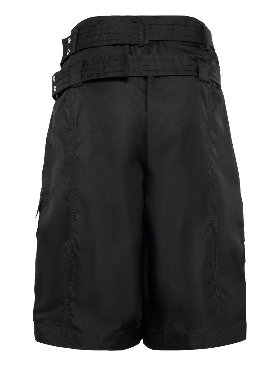 GANNI - Duchesse Nylon Pocket Shorts - paper bag shorts - black - 1