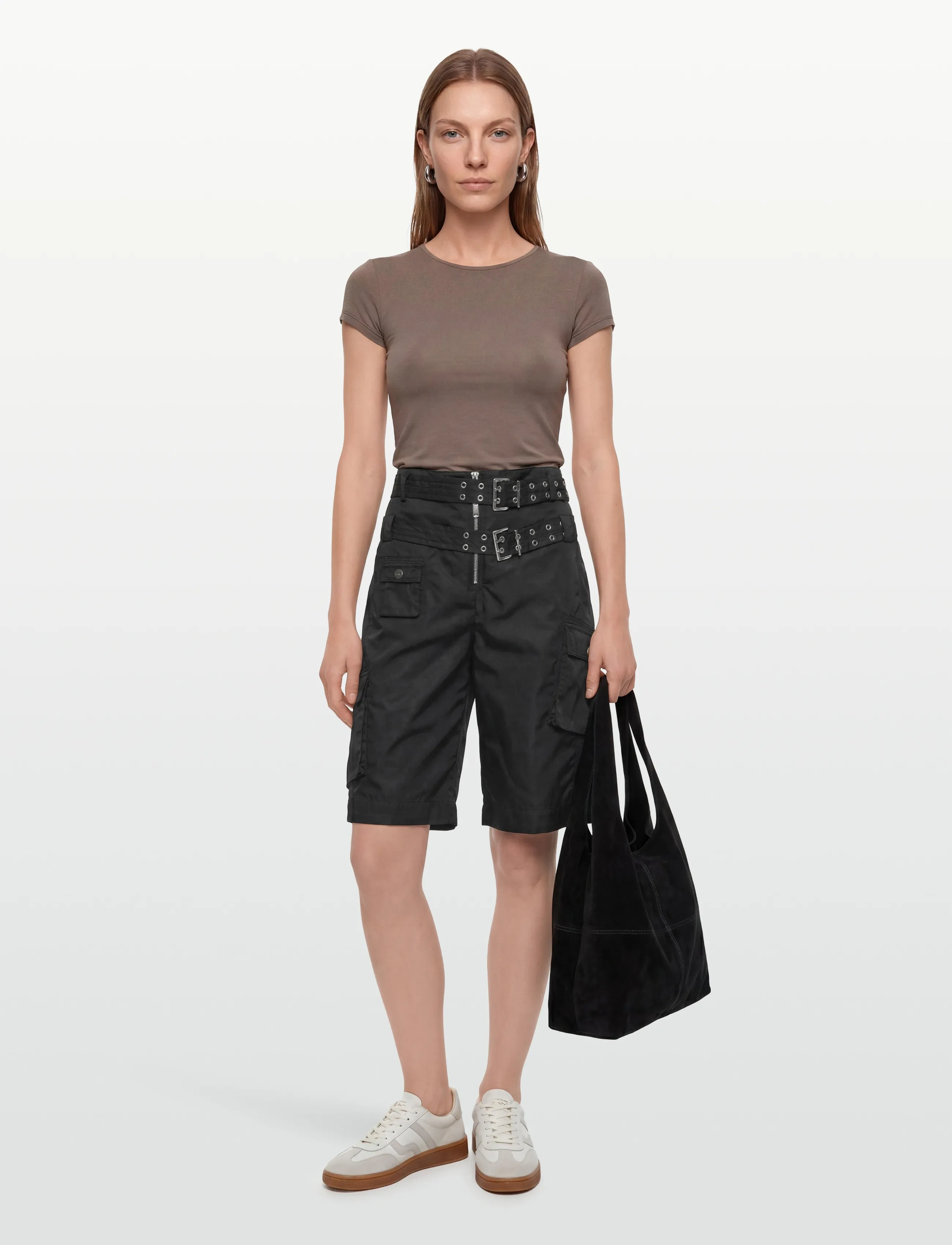 GANNI Duchesse Nylon Pocket Shorts, 40, Schwarz - Paper Bag Frauen