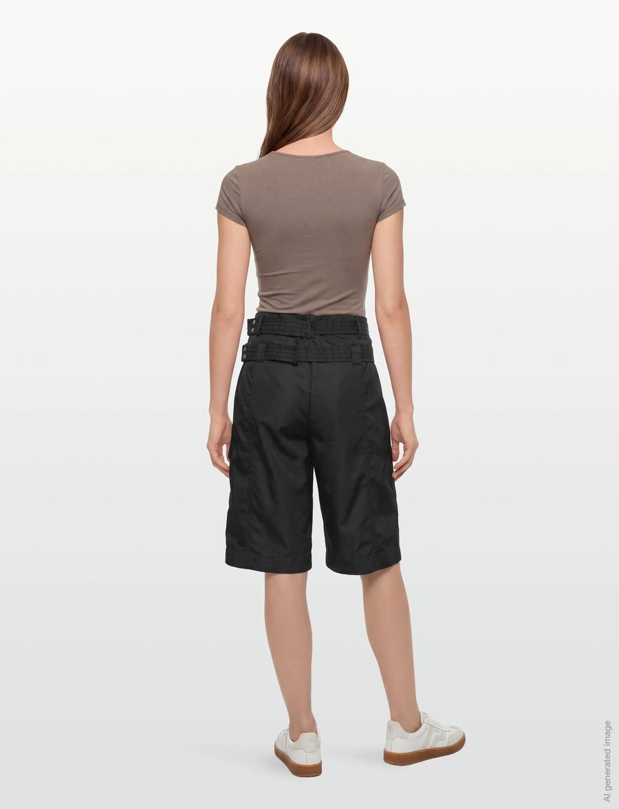 GANNI - Duchesse Nylon Pocket Shorts - paperbag shorts - black - 4
