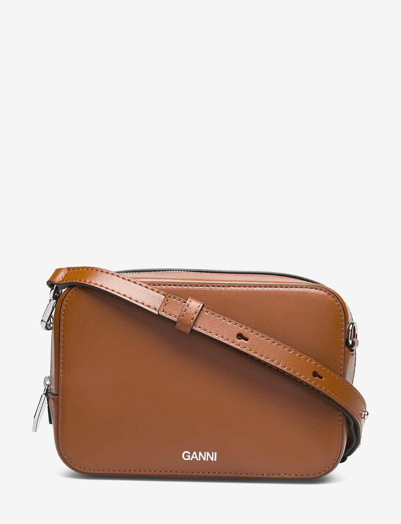 Ganni - Textured Leather Bag - cognac - 0