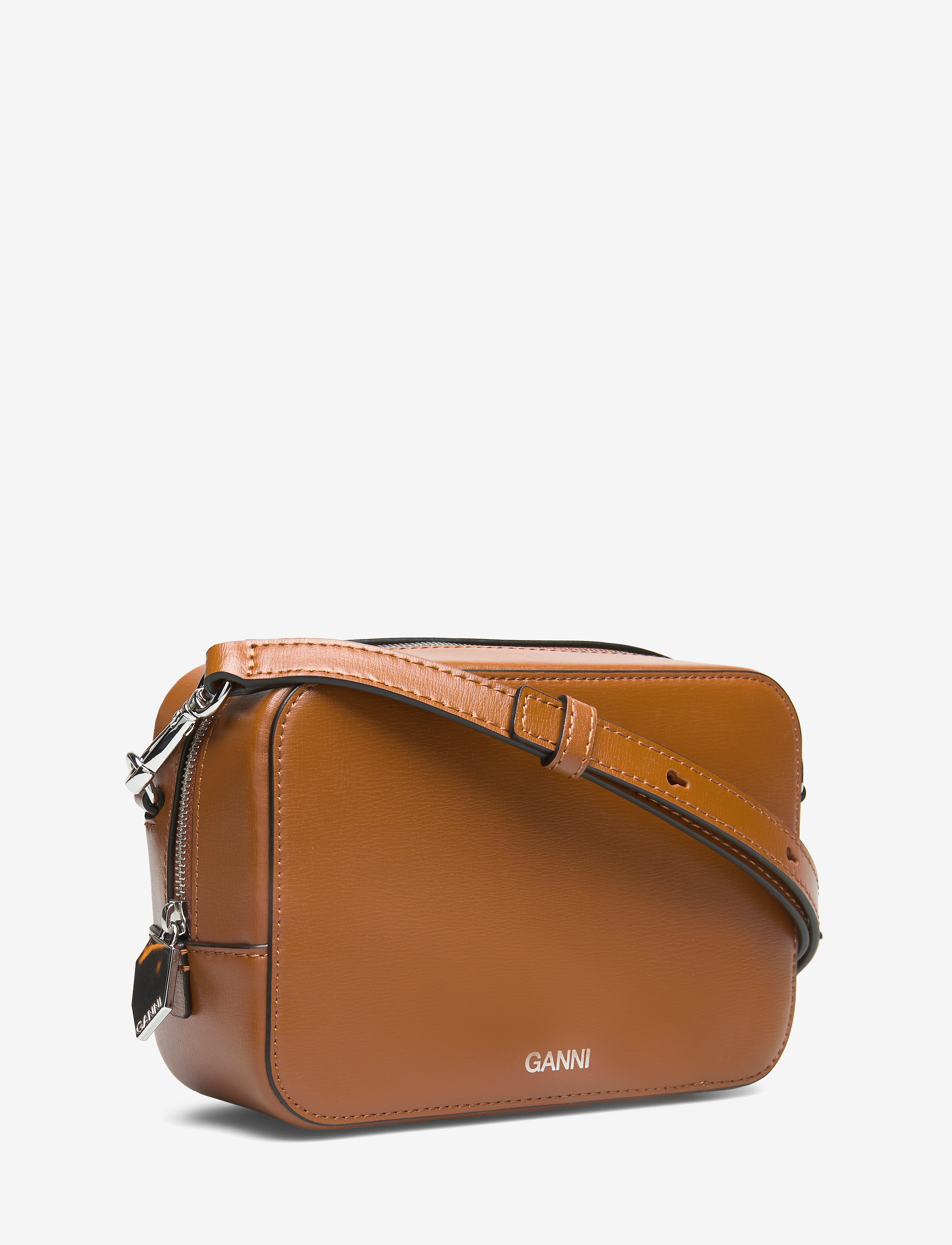 Ganni - Textured Leather Bag - cognac - 2
