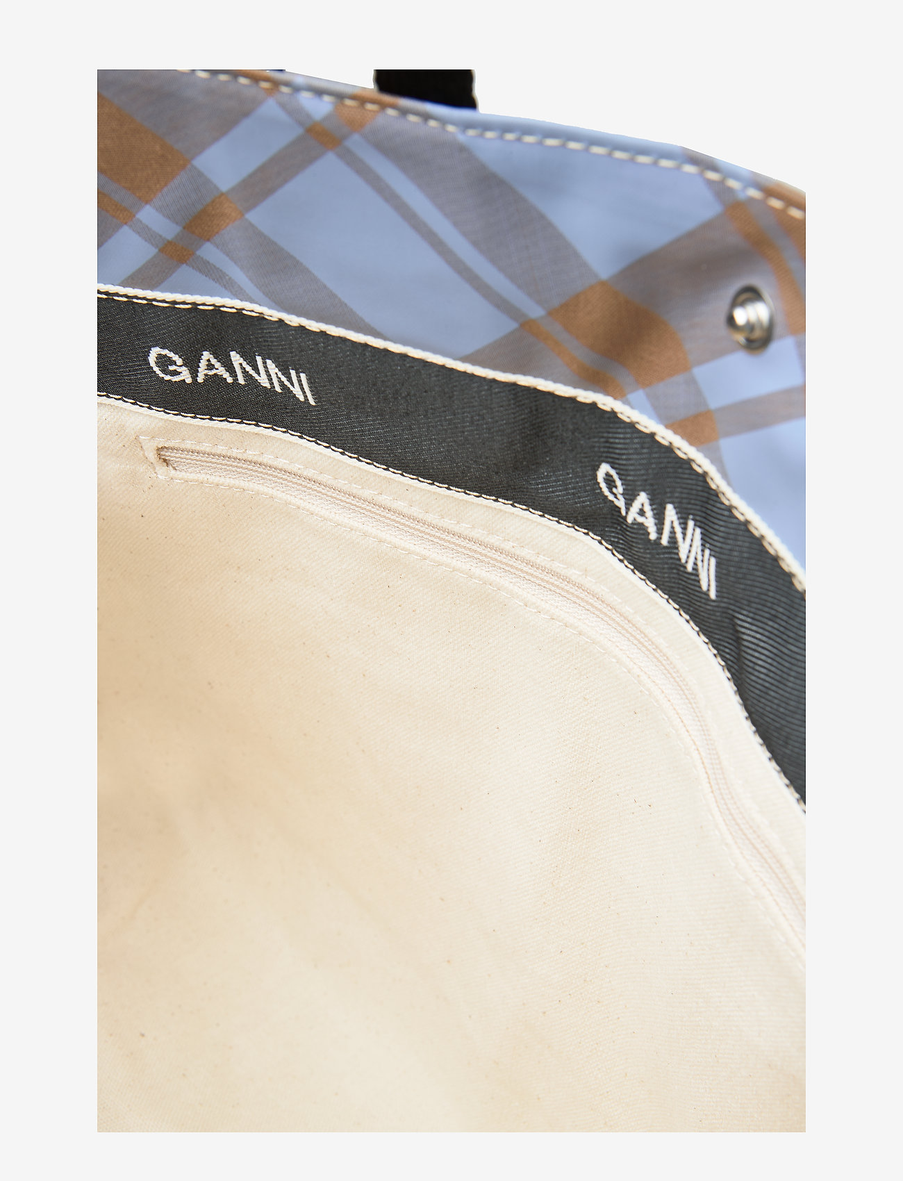Ganni - Check Print Bags Tote - tannin - 4