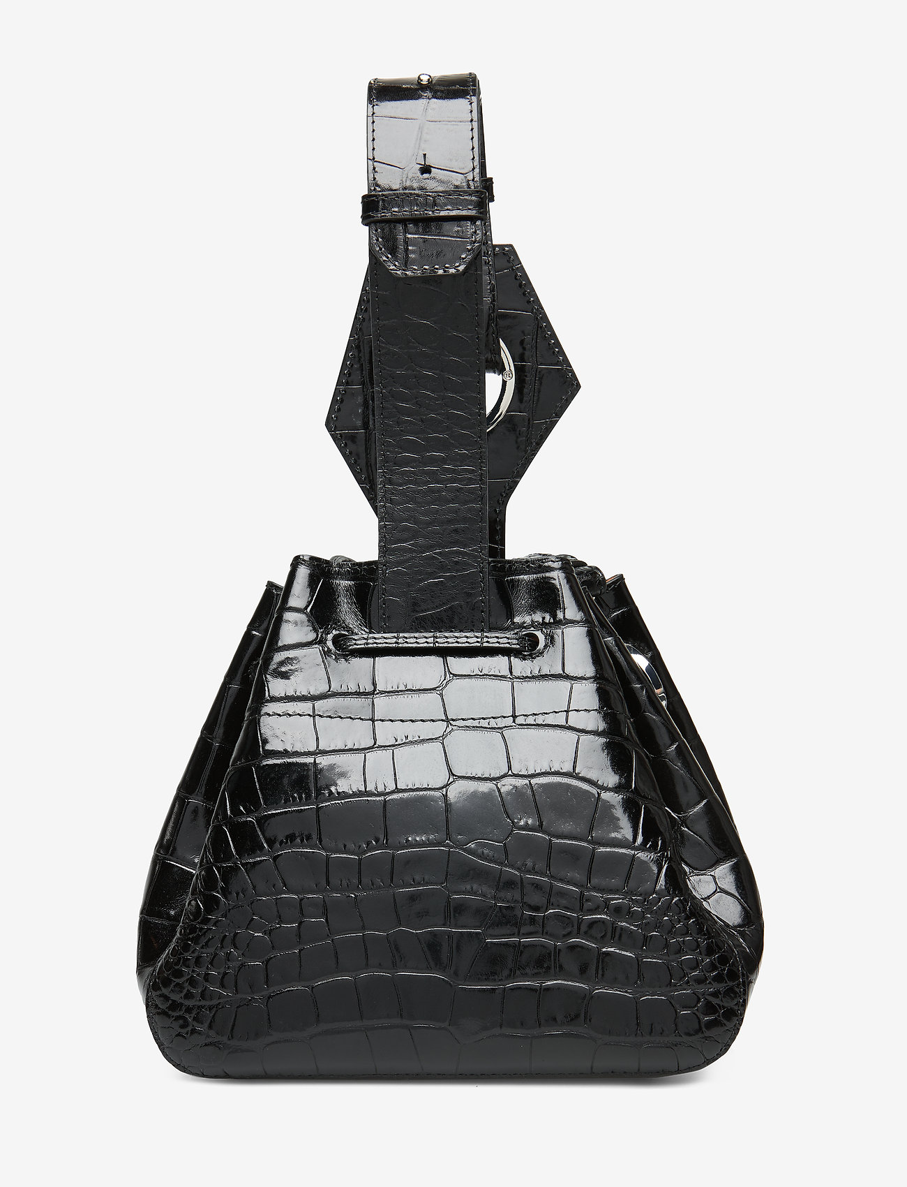 Ganni - Leather Small Drawstring Bag - black - 1