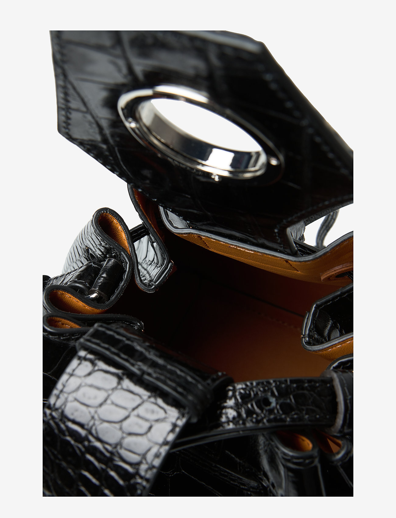 Ganni - Leather Small Drawstring Bag - black - 4