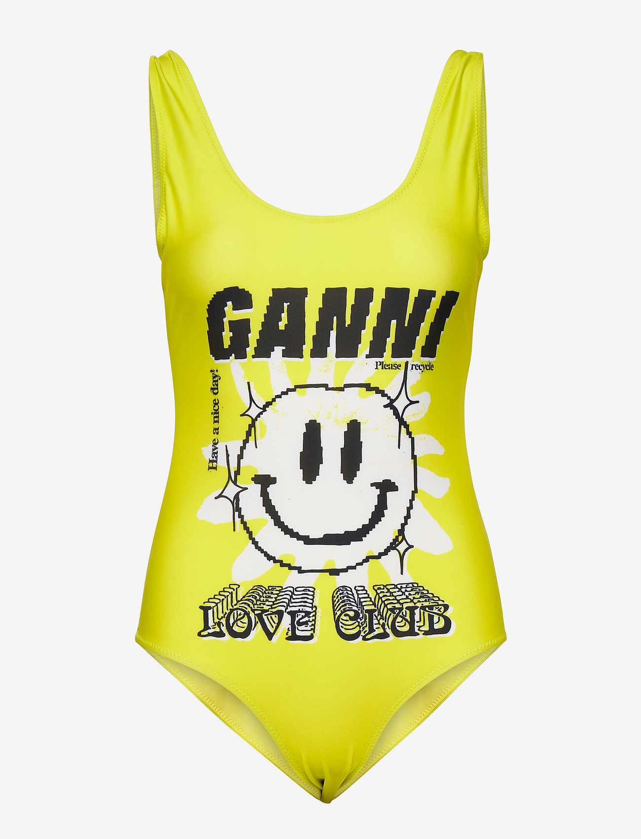 Ganni - Graphic Twisted Strap Swimsuit - blazing yellow - 0