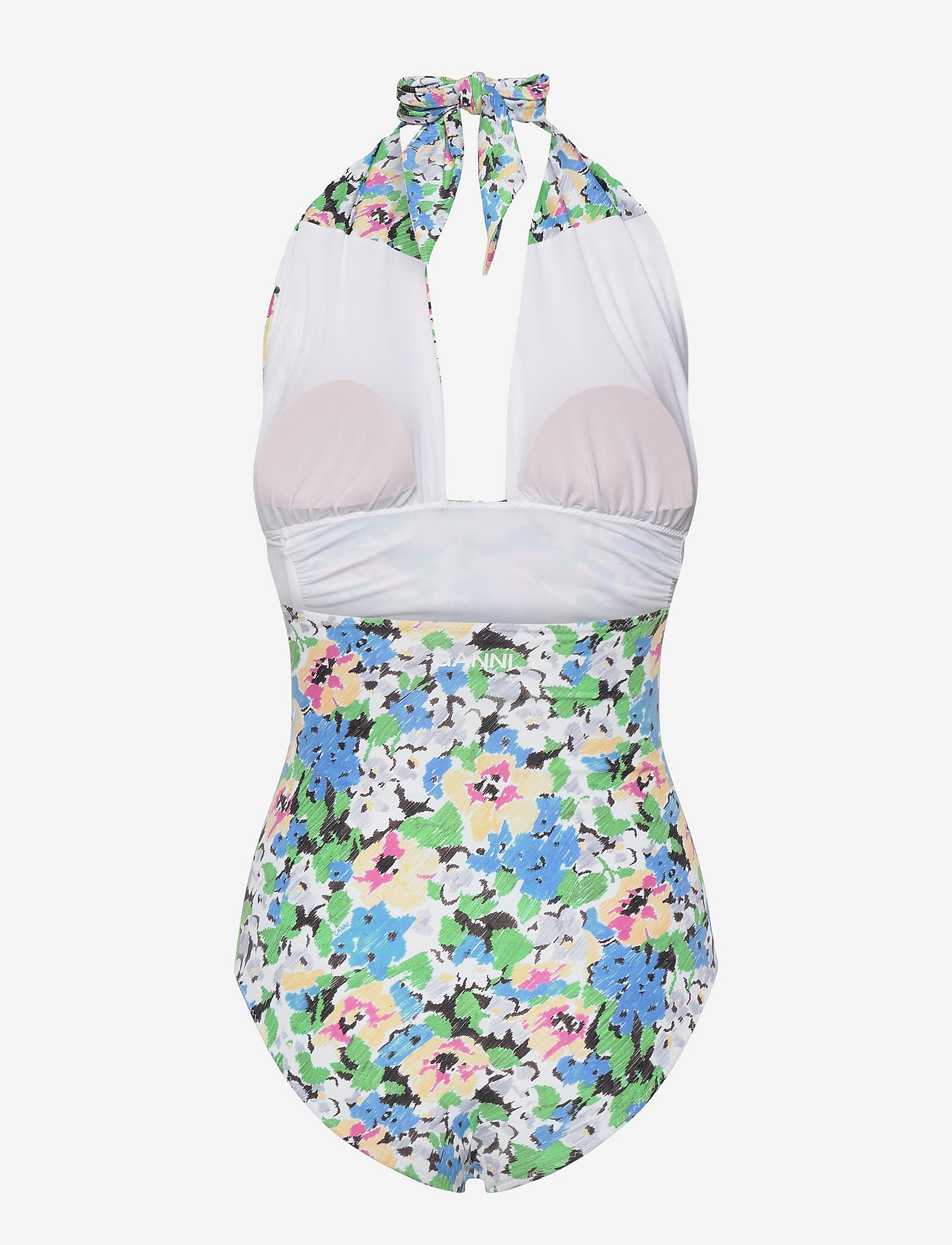 Ganni - Recycled Printed Tie-band Halterneck Swimsuit - floral azure blue - 1