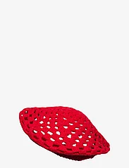Ganni - Lambswool Crochet Beret - solid - mössor - fiery red - 1