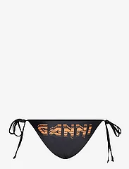 Ganni - Recycled Graphic - bikini z wiązaniami po bokach - black - 1