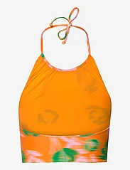 Ganni - Recycled Printed - bikinien bandeauyläosat - vibrant orange - 1