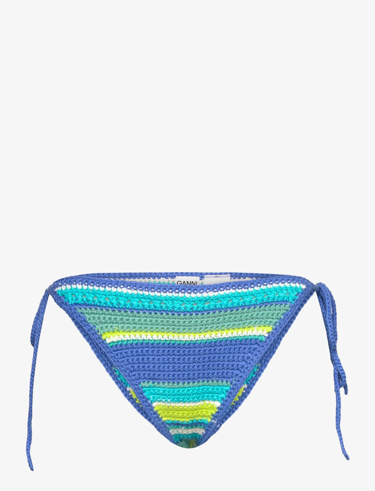 Ganni - Crochet Swimwear - bikini z wiązaniami po bokach - blue curacao - 0