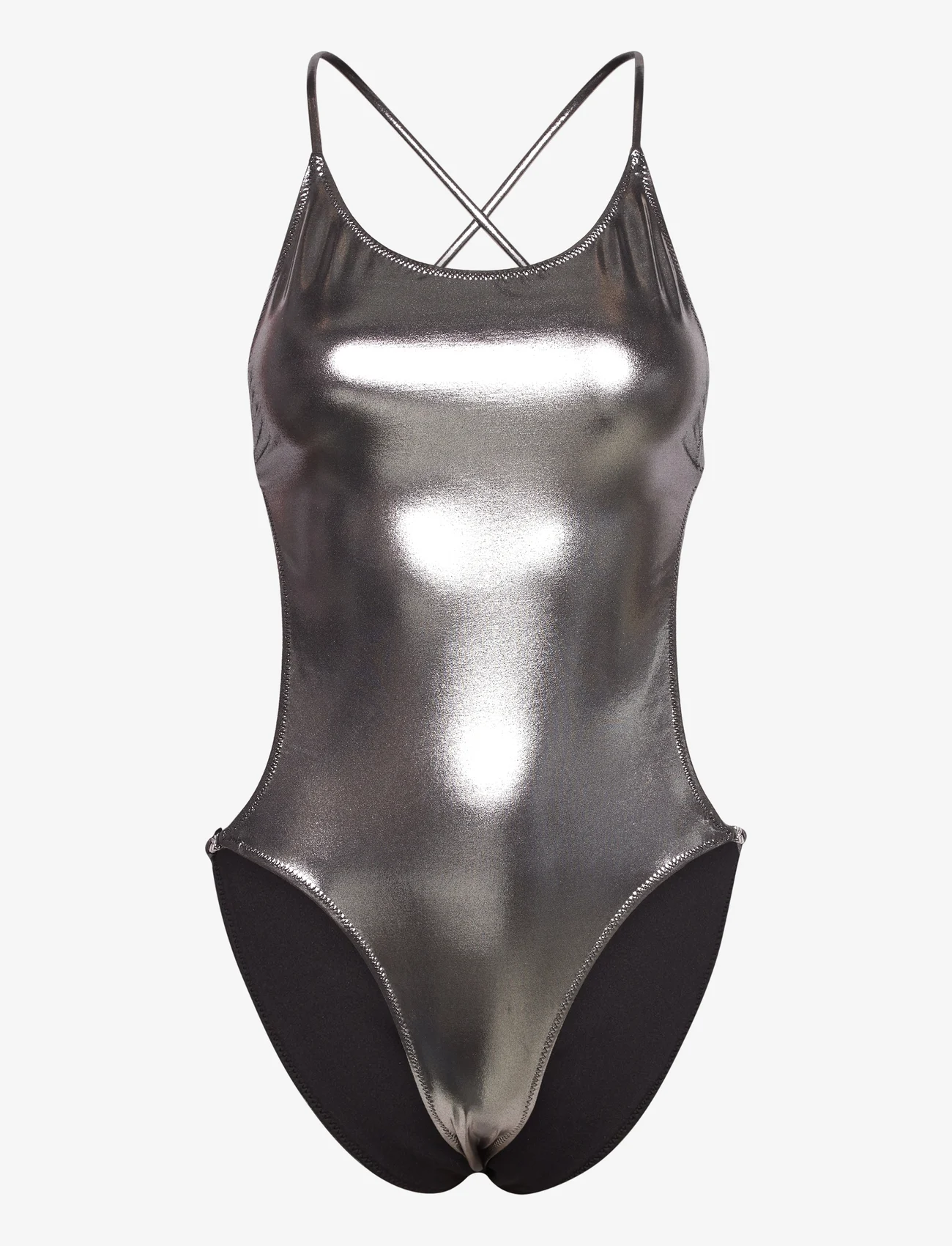 Ganni - Recycled Shine String Swimsuit - badeanzüge - silver - 0
