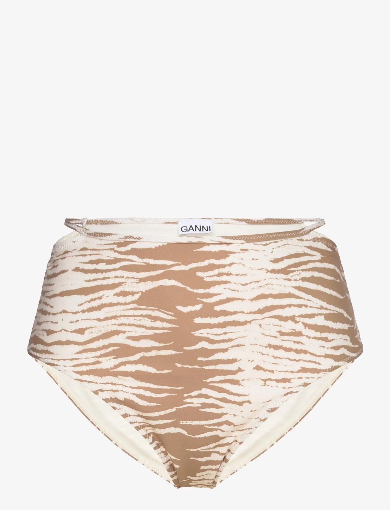 Ganni - Recycled Printed - high waist bikini bottoms - tiger's eye - 0