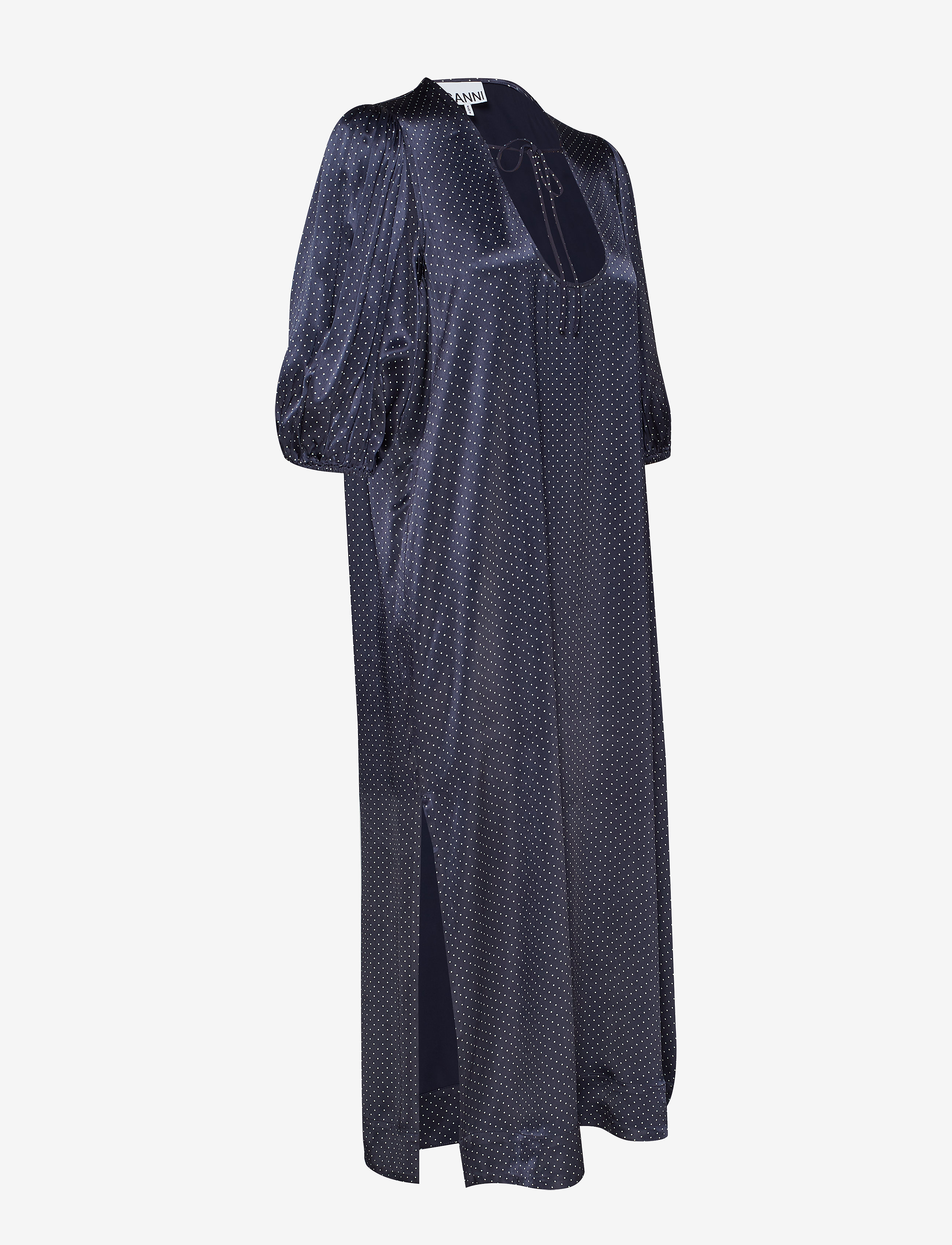 Ganni - Heavy Satin Long Dress - total eclipse - 3