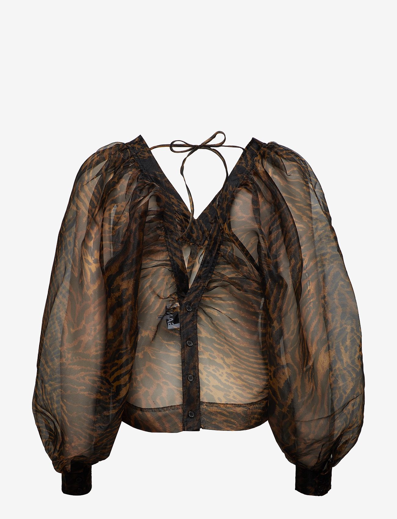 Ganni - Printed Organza Blouse - tiger - 1