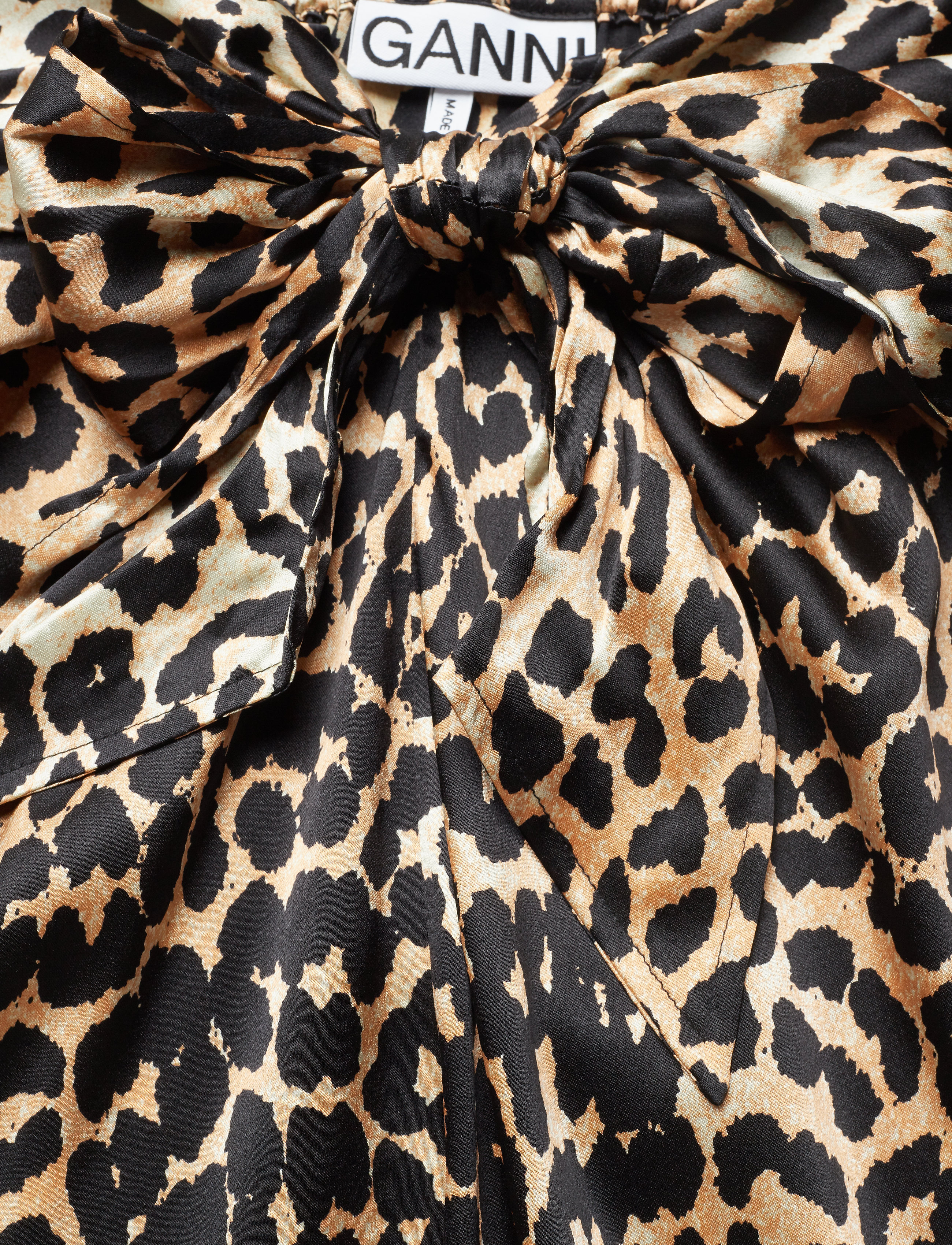 Ganni - Silk Stretch Satin Skirt - leopard - 2