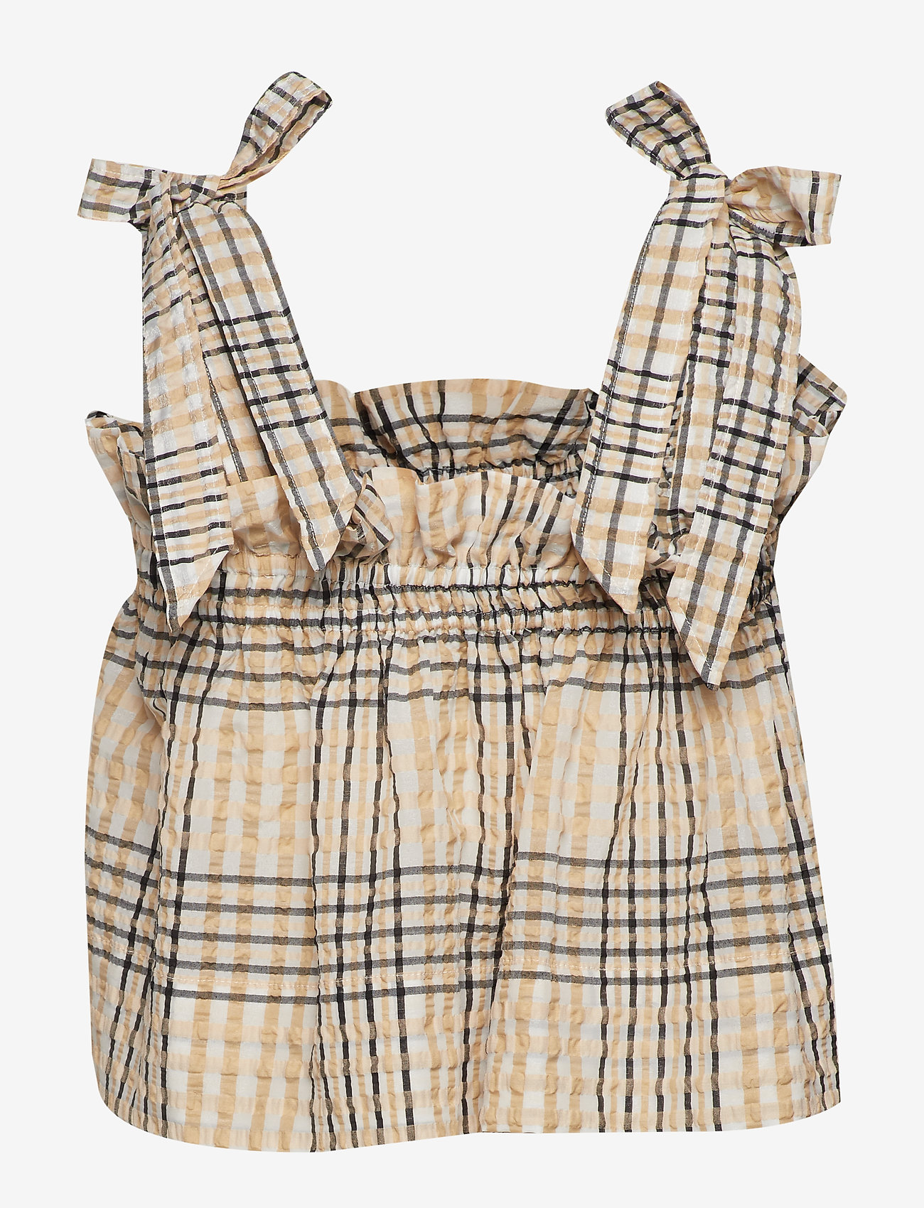 Ganni - Seersucker Check Top - irish cream - 1