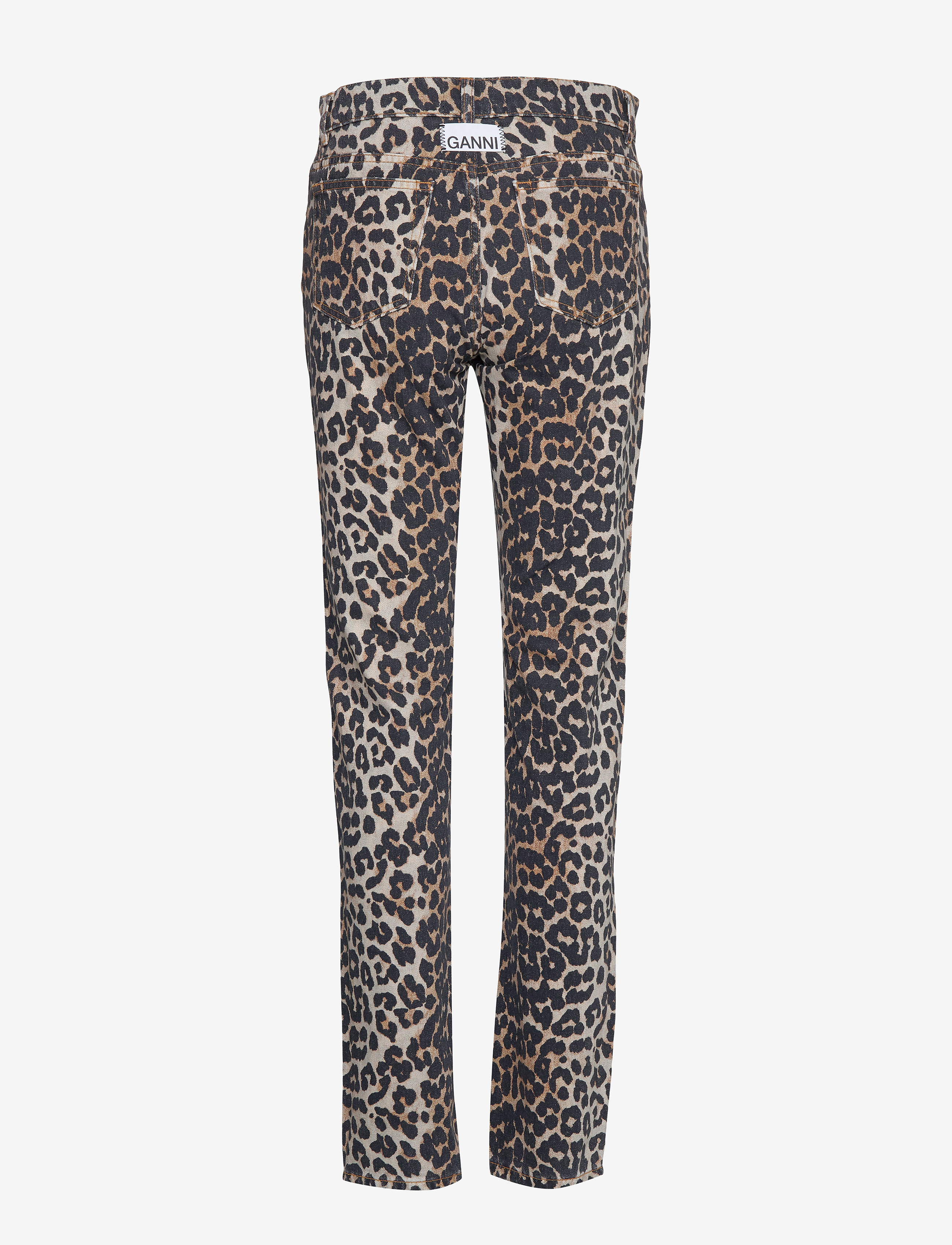 Ganni - Print Denim Slit Pants - leopard - 1