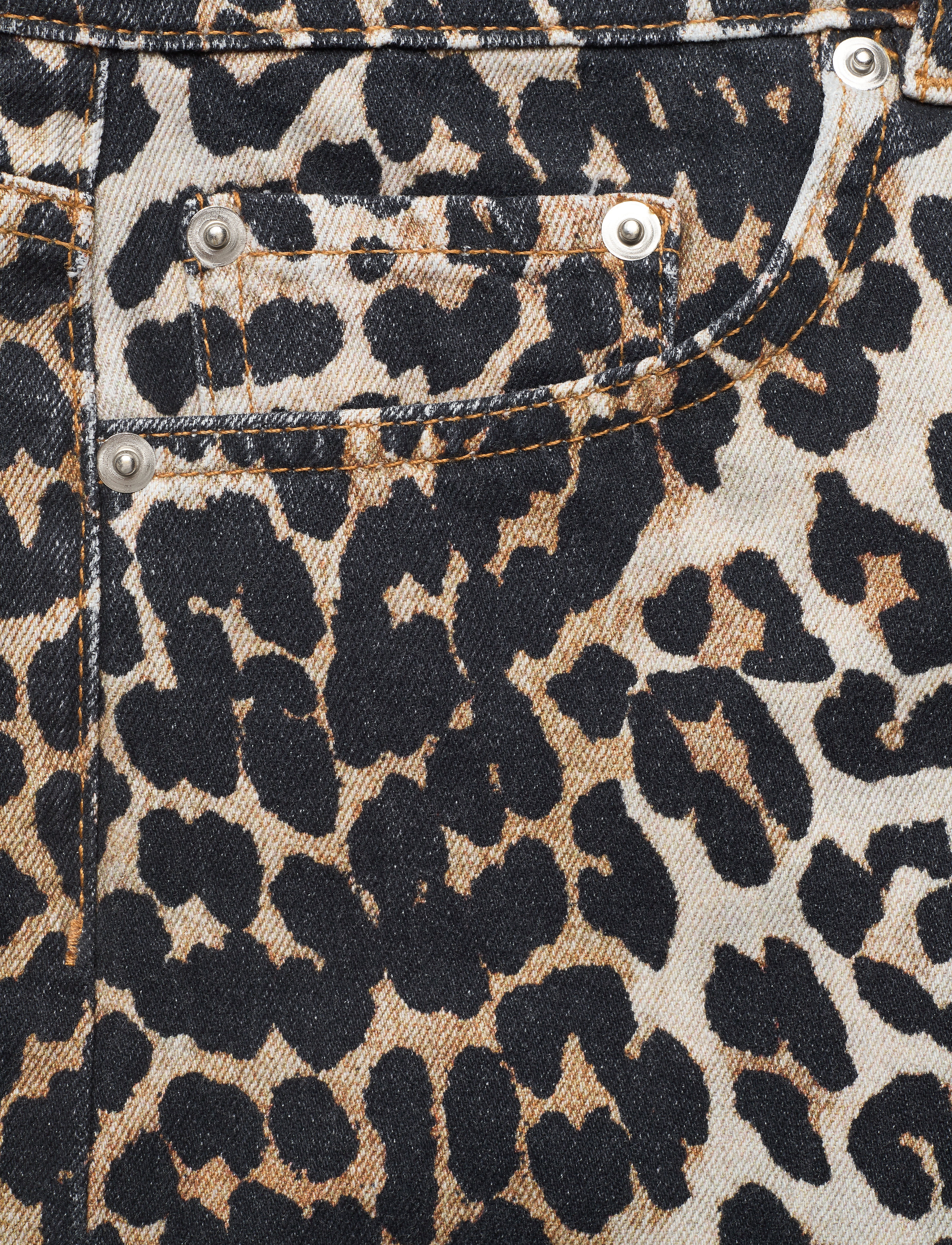 Ganni - Print Denim Slit Pants - leopard - 2