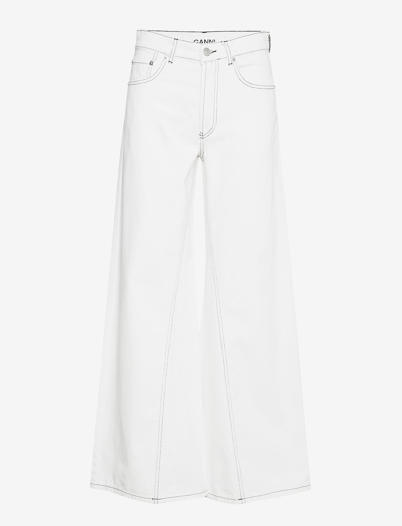Ganni - Washed Denim Wide Pants - bright white - 5