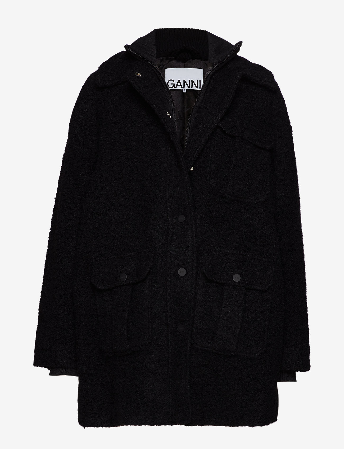 Boucle Wool Jacket - BLACK