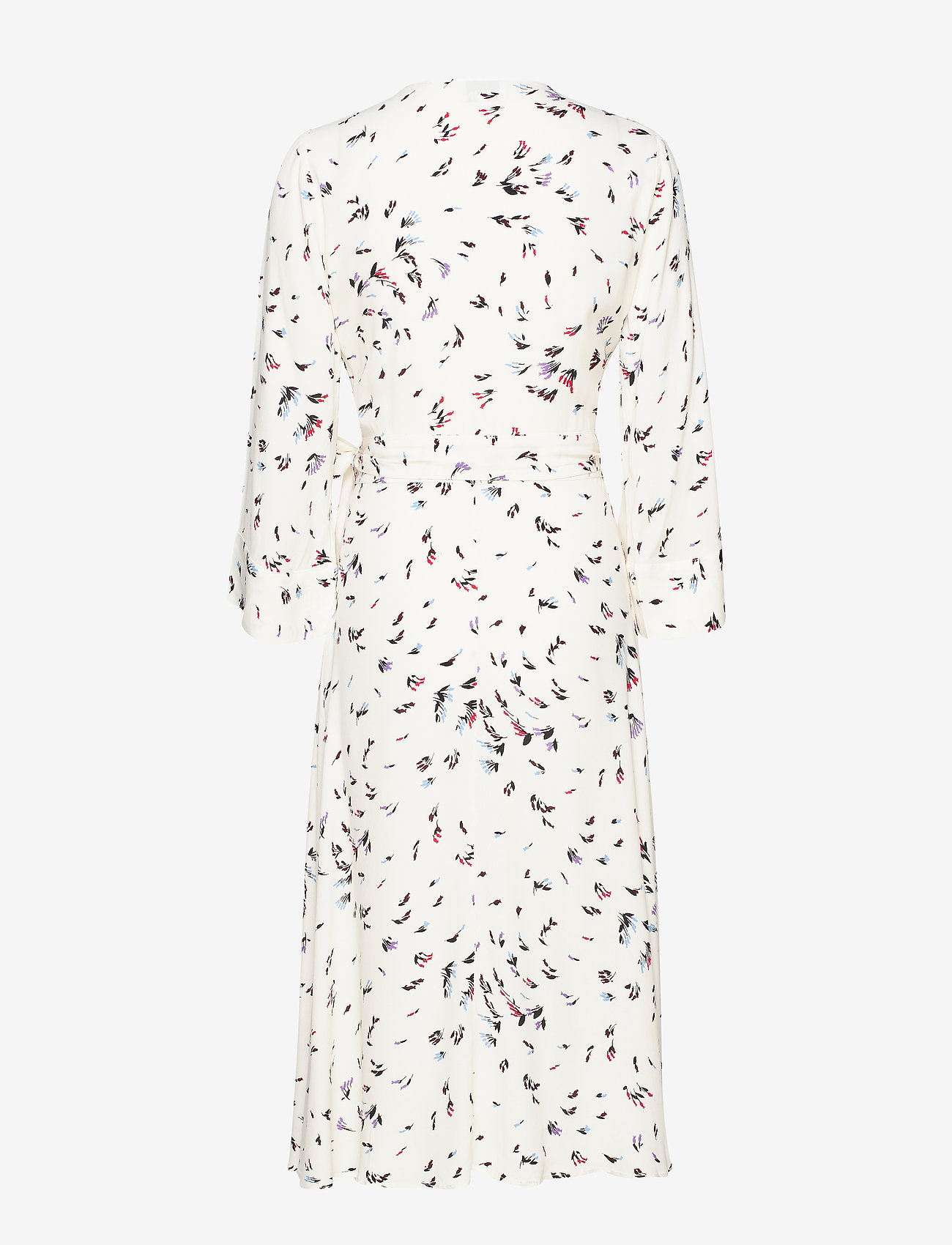 Ganni - Printed Crepe Wrap Dress - egret - 1