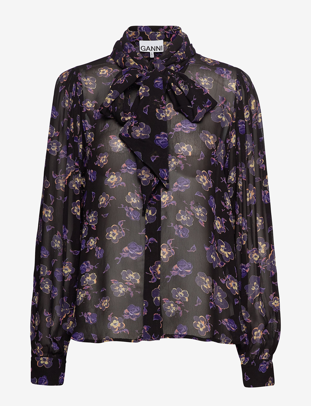 Ganni - Printed Georgette - black - 0