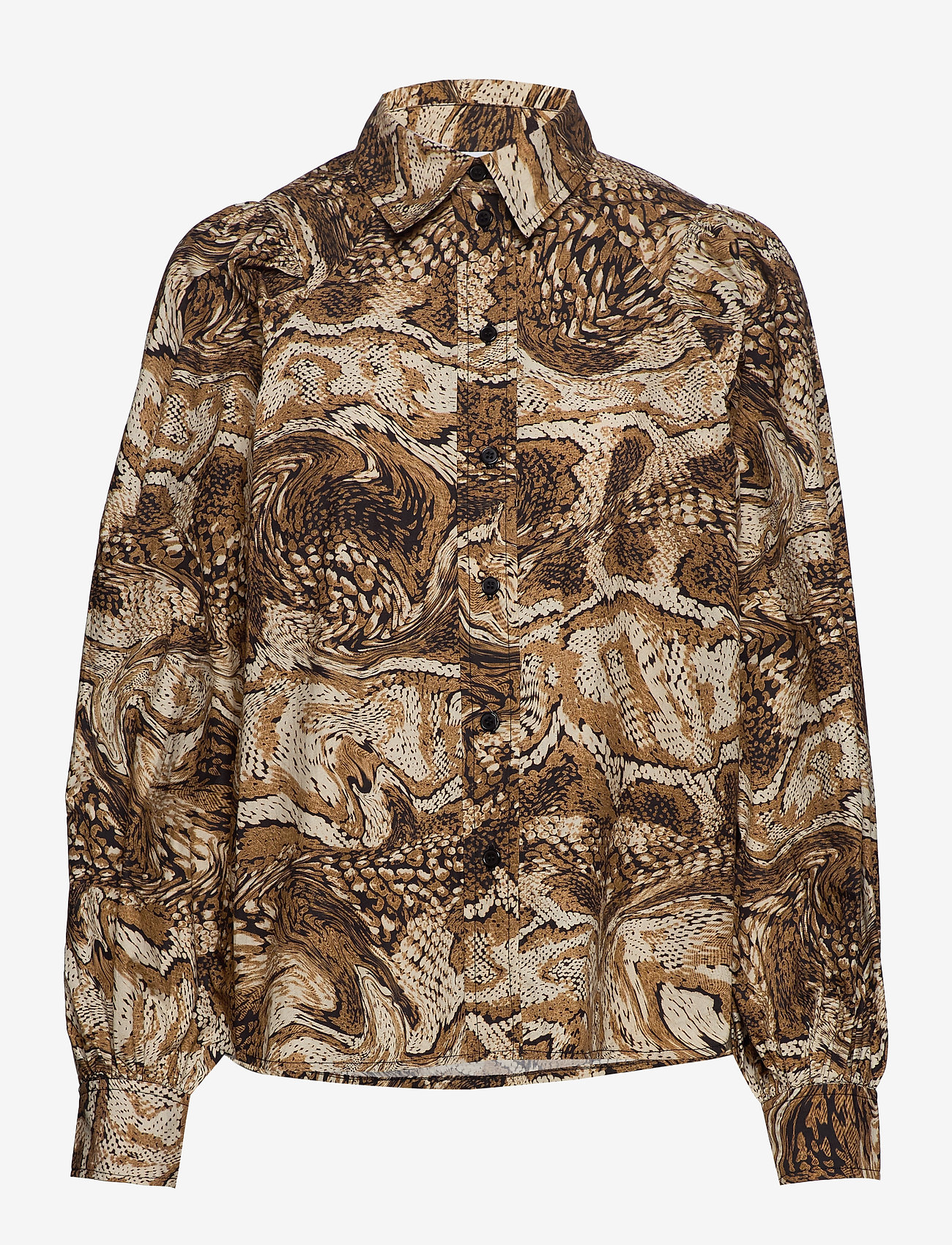 Ganni - Printed Cotton Poplin - tiger's eye - 0