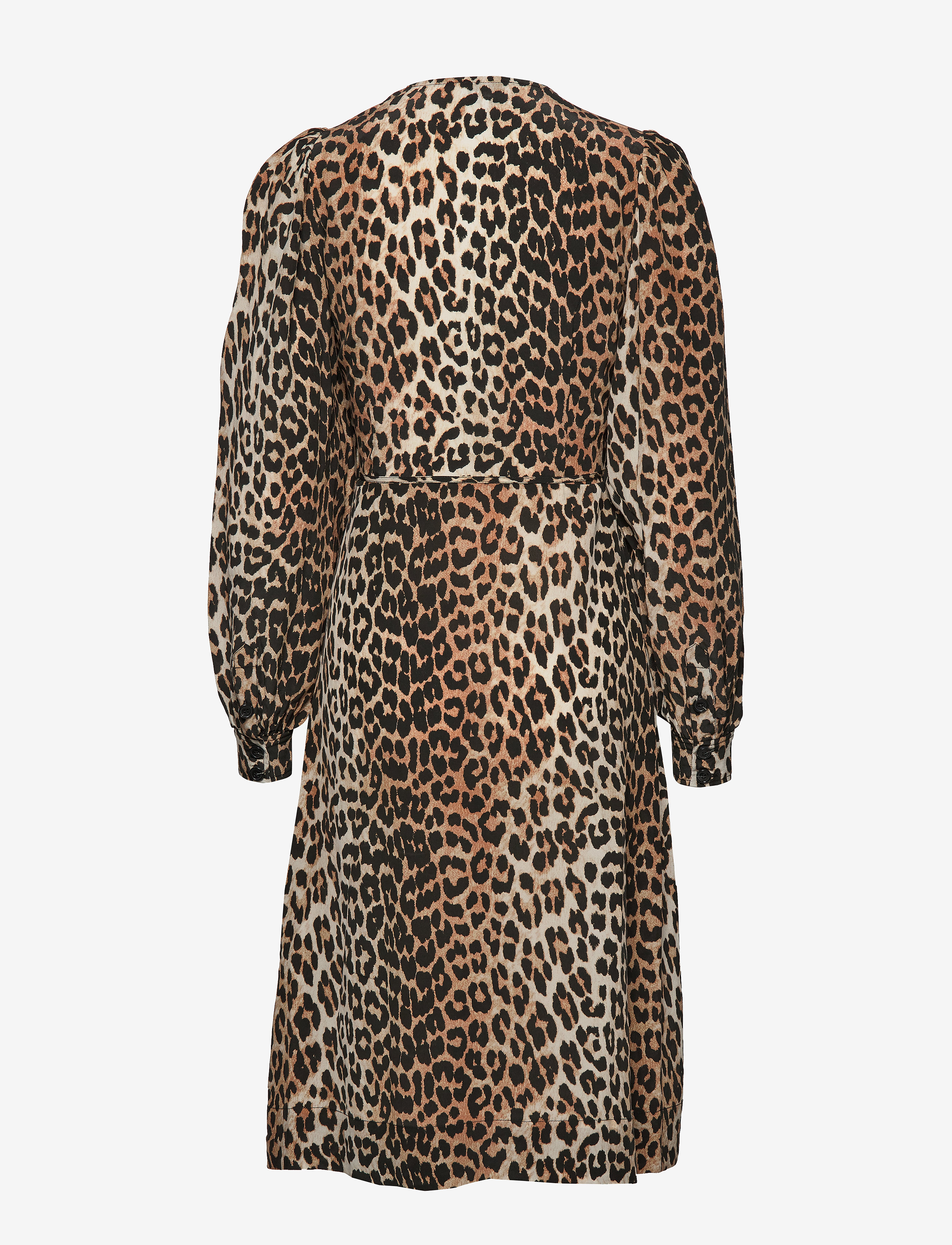 Ganni - Silk Mix Wrap Dress - leopard - 1
