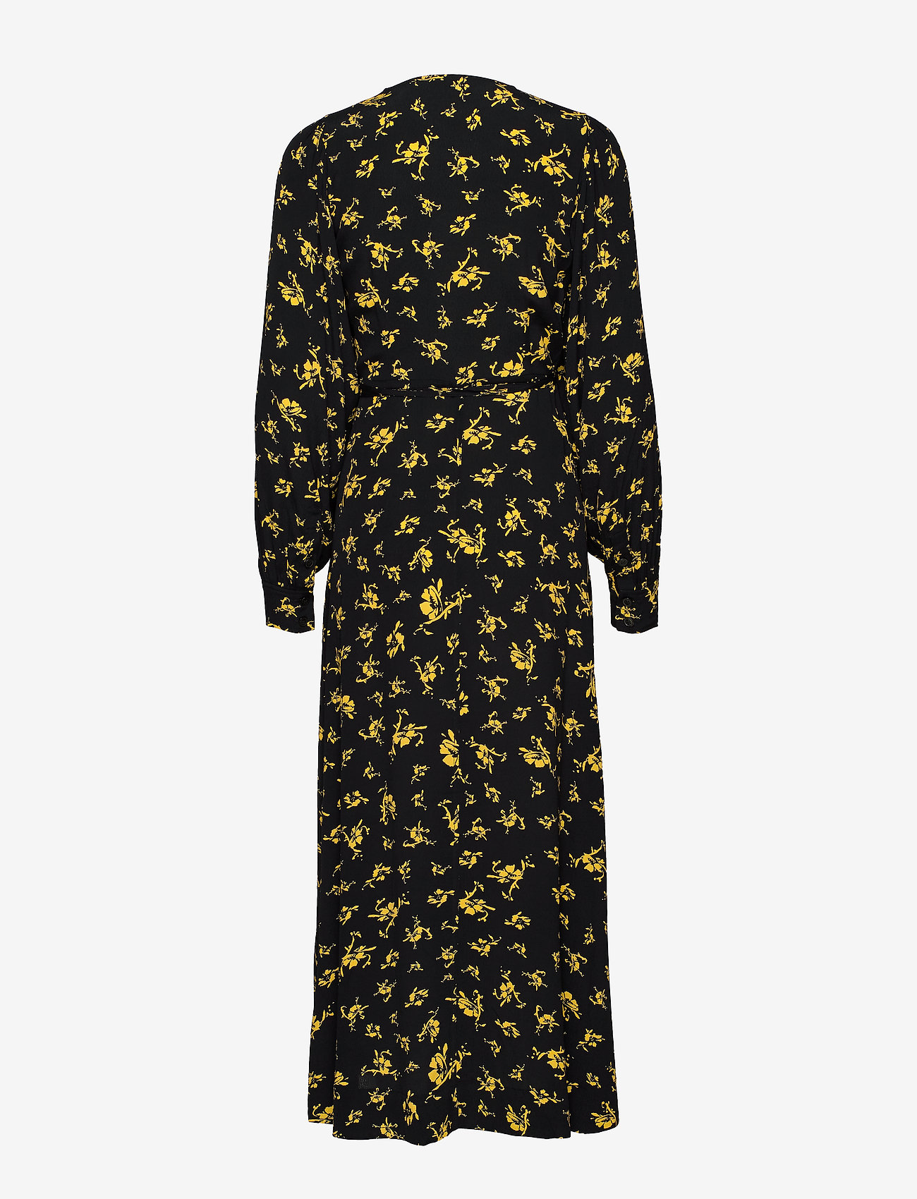 Ganni - Printed Crepe Wrap Dress - black - 1