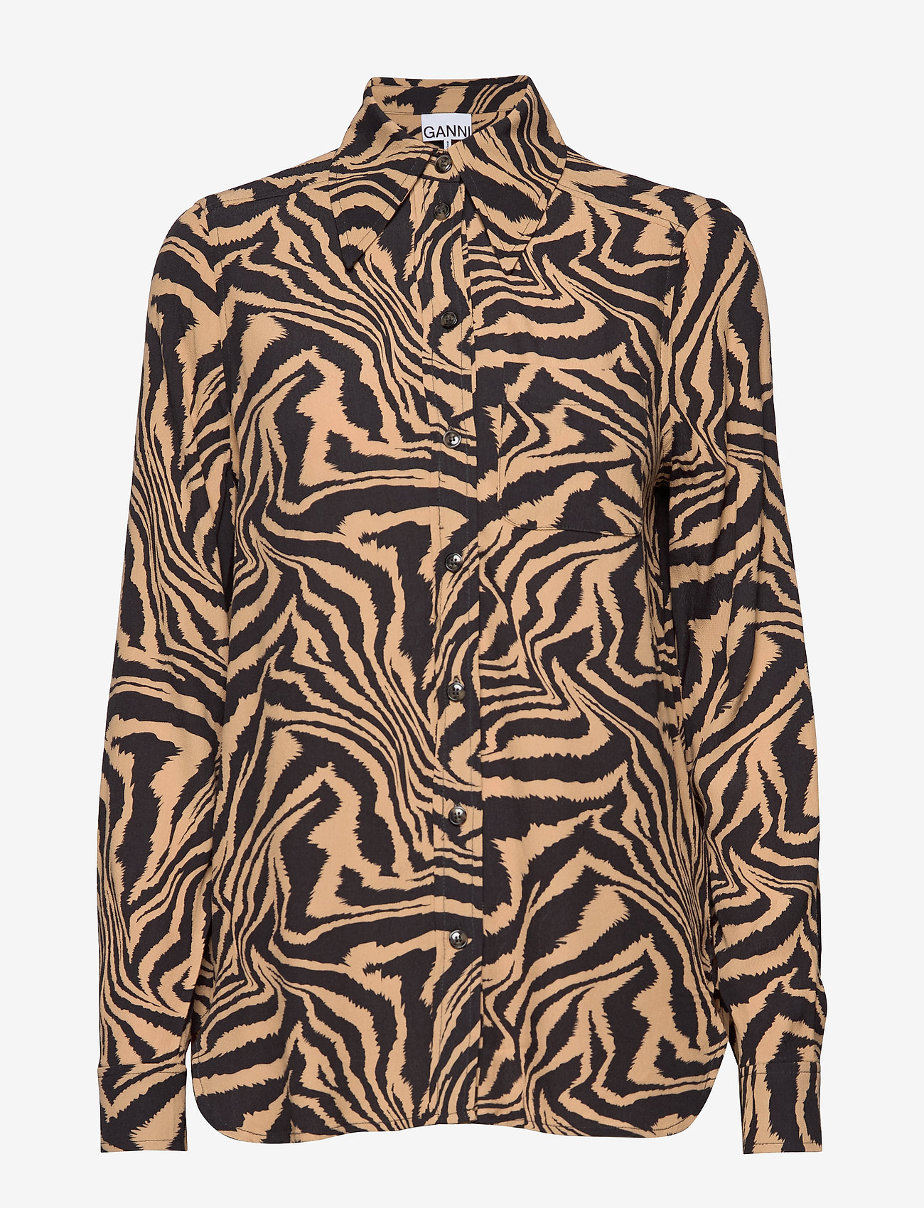 Ganni - Printed Crepe - tannin - 0