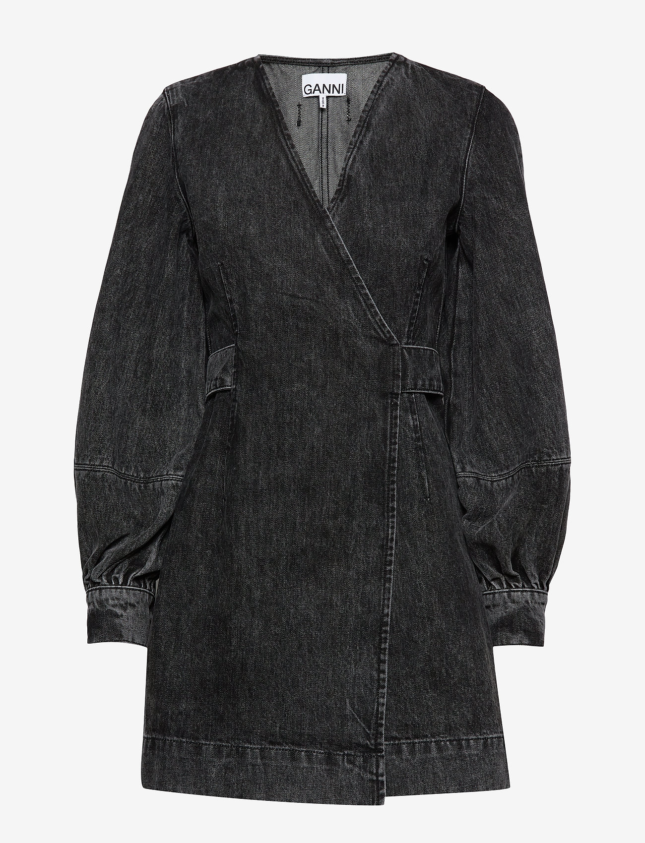 Ganni - Washed Denim Wrap Dress - phantom - 0