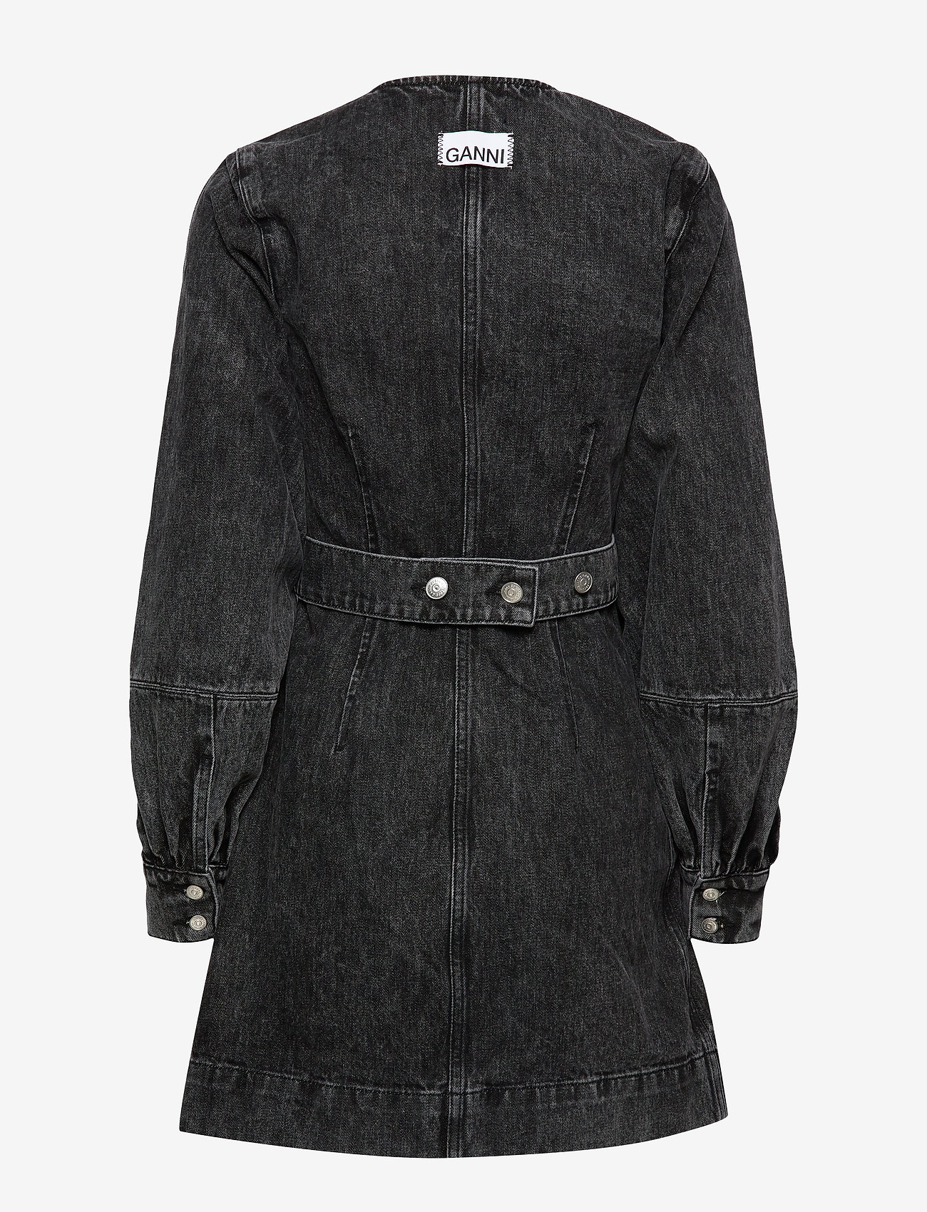 Ganni - Washed Denim Wrap Dress - phantom - 1