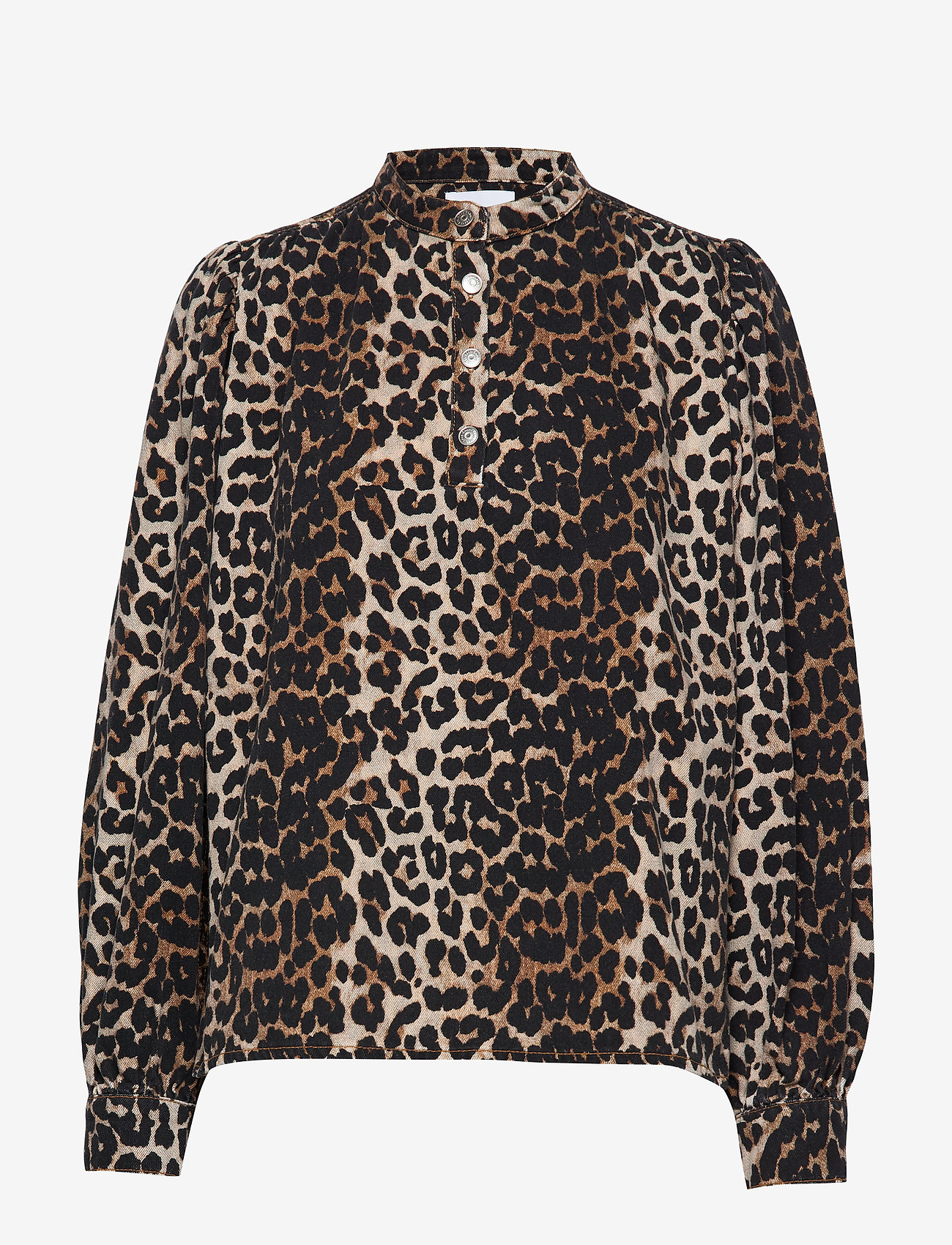 Ganni - Print Denim Blouse - leopard - 0