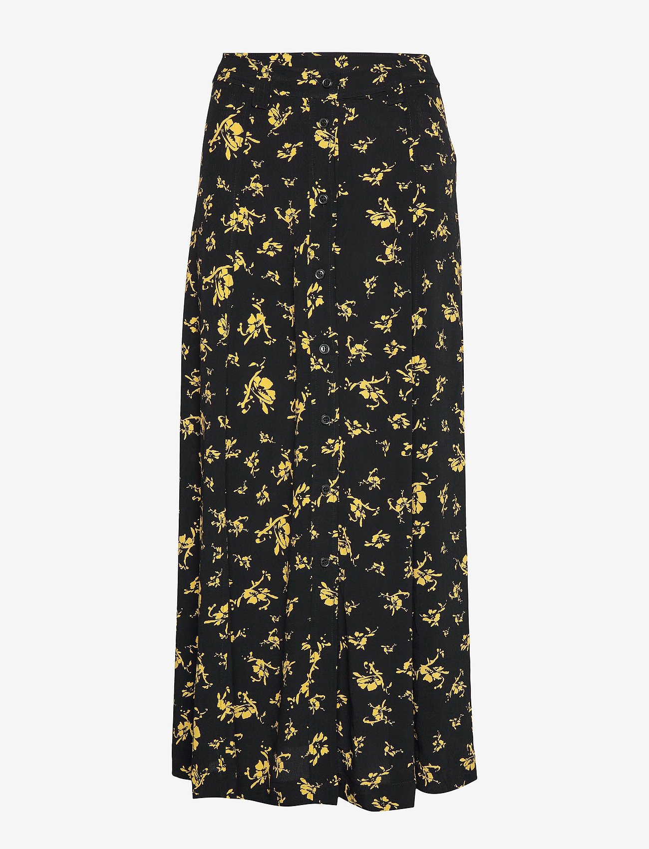 Ganni - Printed Crepe Skirt - black - 0