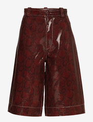 Ganni - Snake Foil Leather - leather shorts - decadent chocolate - 0